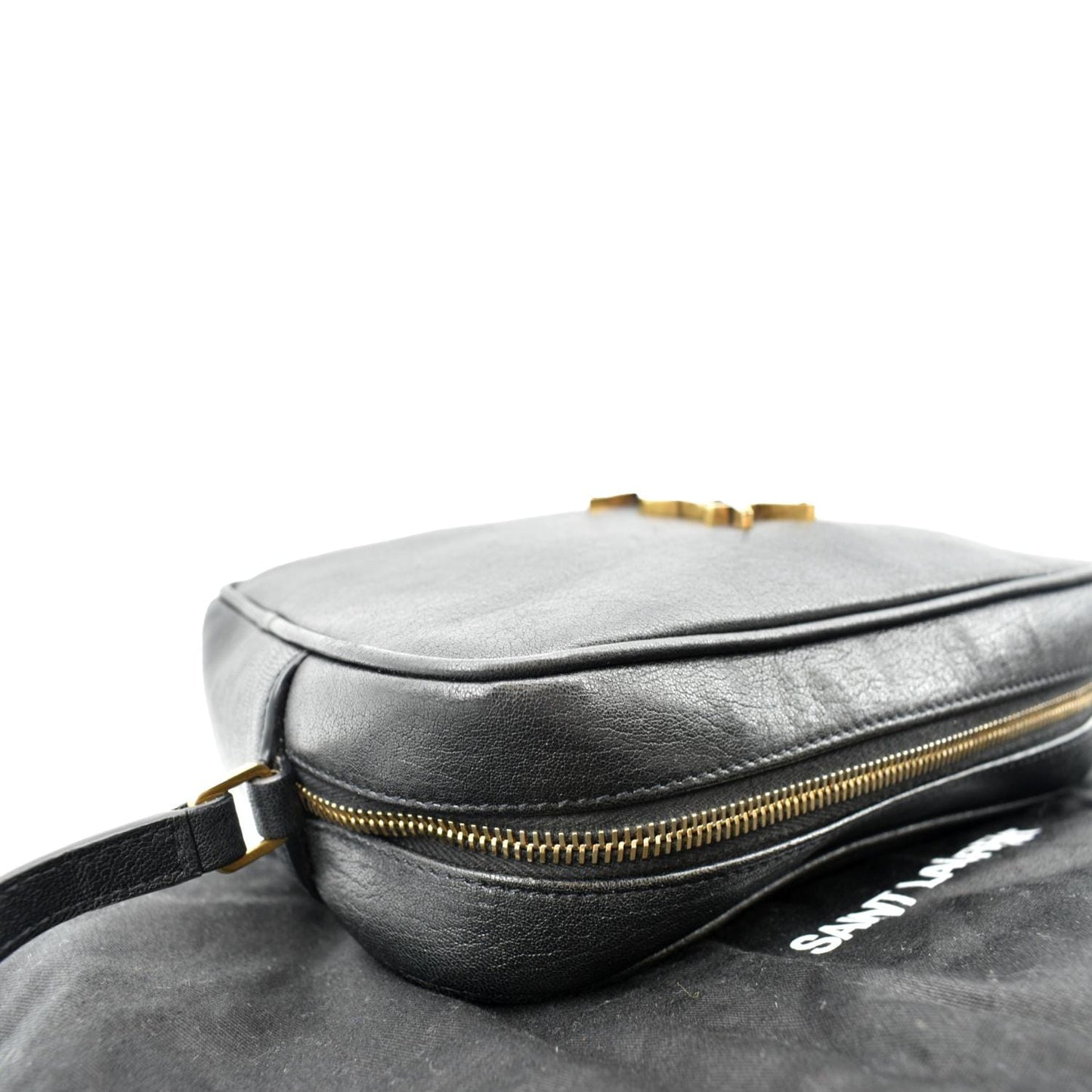 SAINT LAURENT Leather Camera Crossbody Bag Black