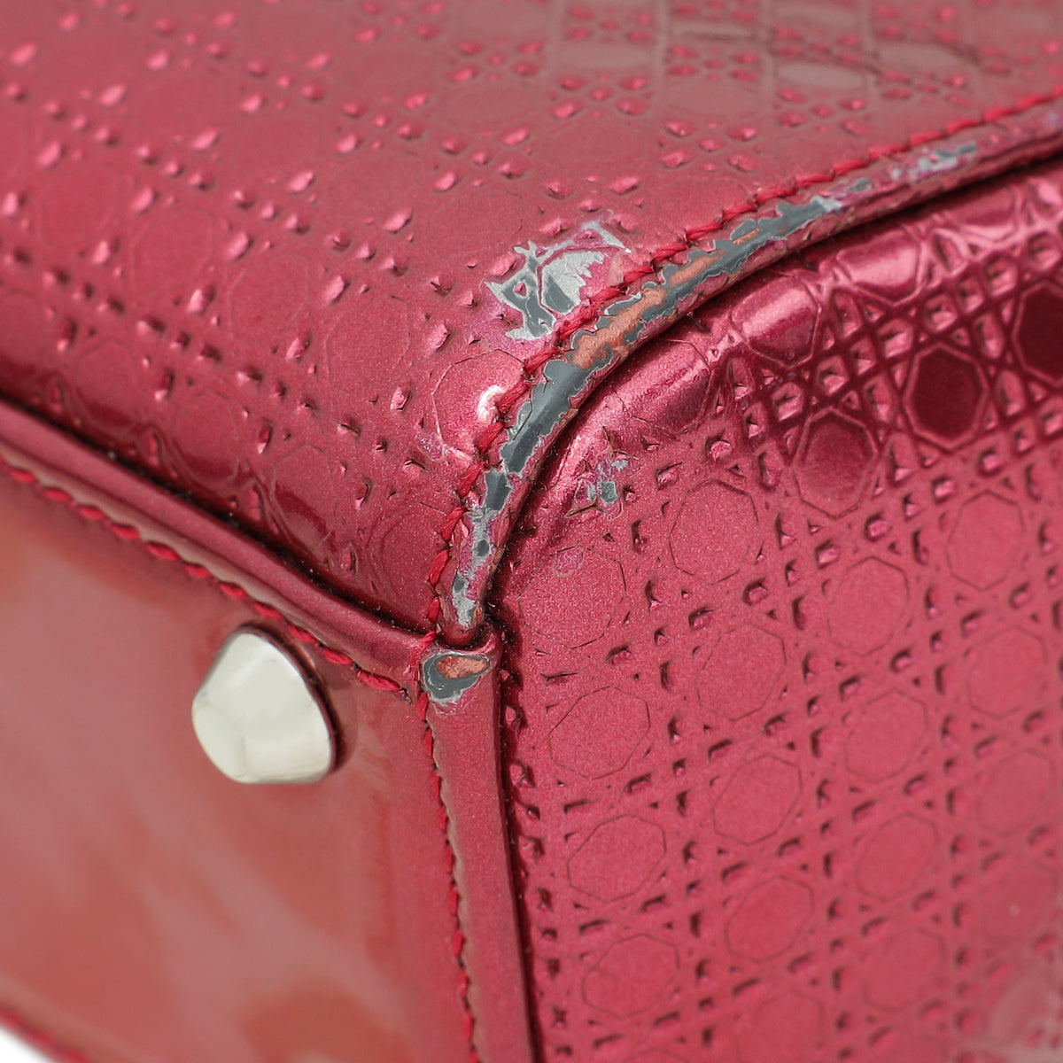 Christian Dior Metallic Fuchsia Lady Dior Microcannage Mini Strap Bag