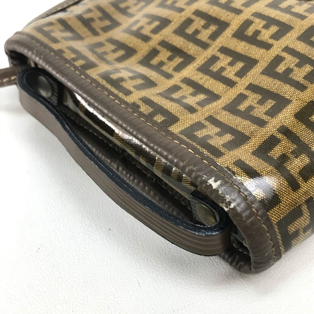 FENDI Shoulder Bag Plastics/Leather Brown Crossbody FF Zucca Pattern Women