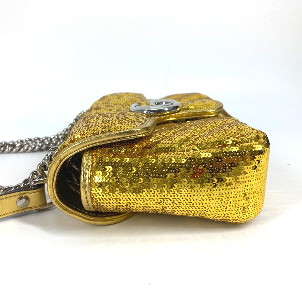 GUCCI Shoulder Bag 446744 Sequin / Leather Yellow Gold GG Marmont Sequin Women