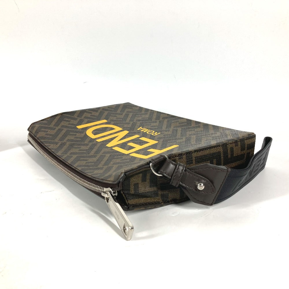 FENDI Clutch bag 7VA564 Leather / canvas Brown Zucca logo mens