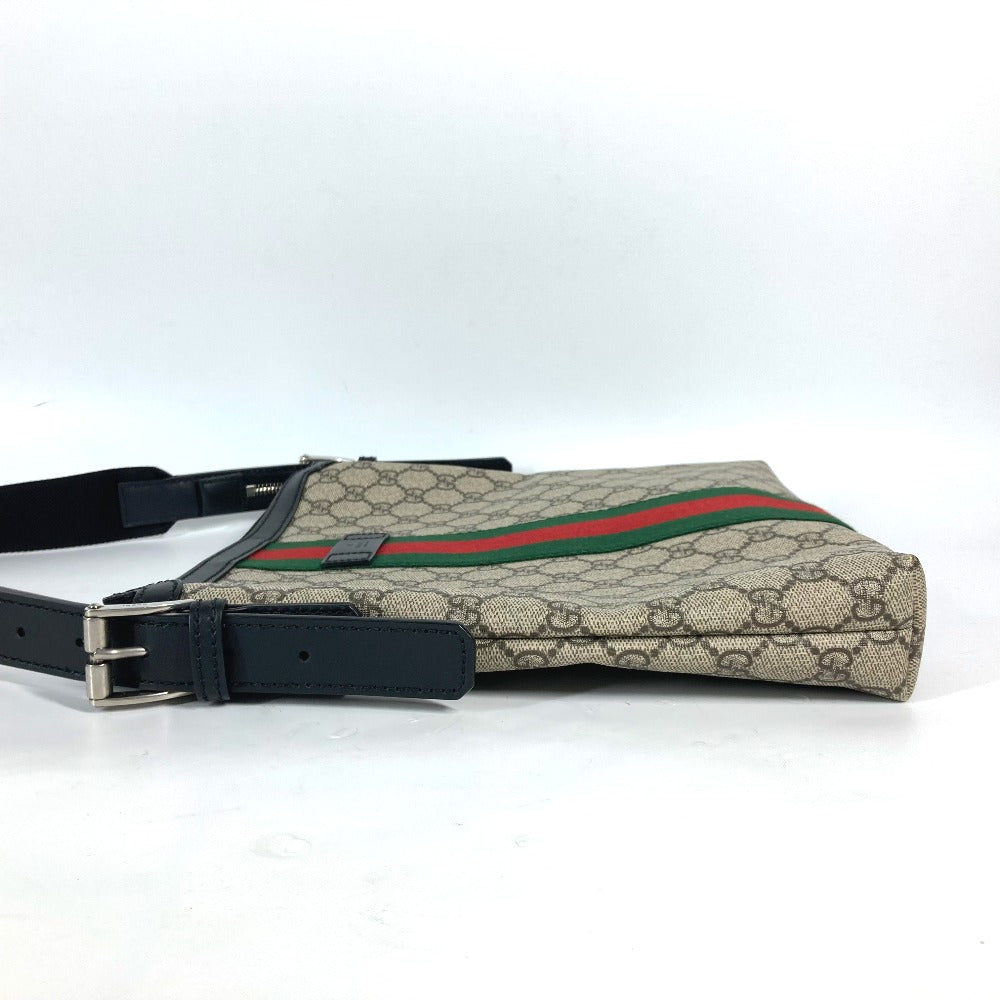GUCCI Shoulder Bag 387111 GG Supreme Canvas Beige x black GG Supreme Shelly Line Web Line unisex(Unisex)