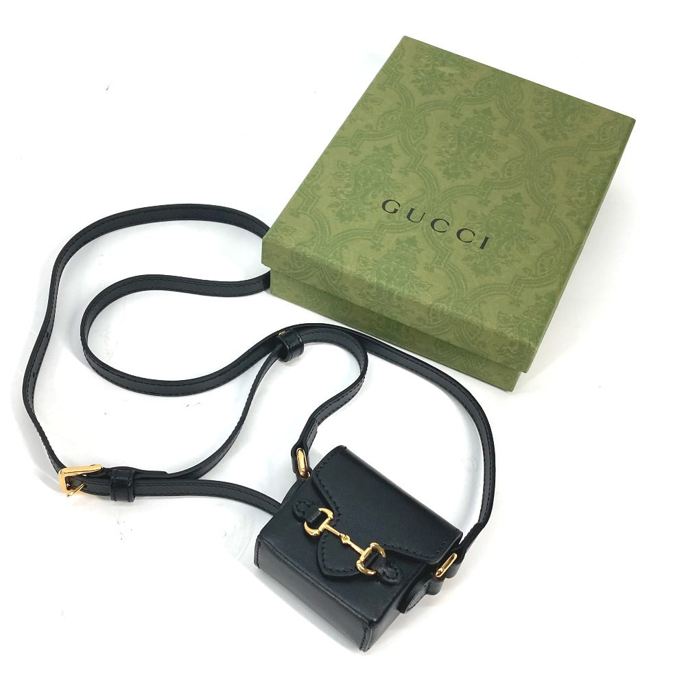 GUCCI Shoulder Bag 658611 leather black Shoulder Bag Crossbody Horsebit 1955(Unisex)