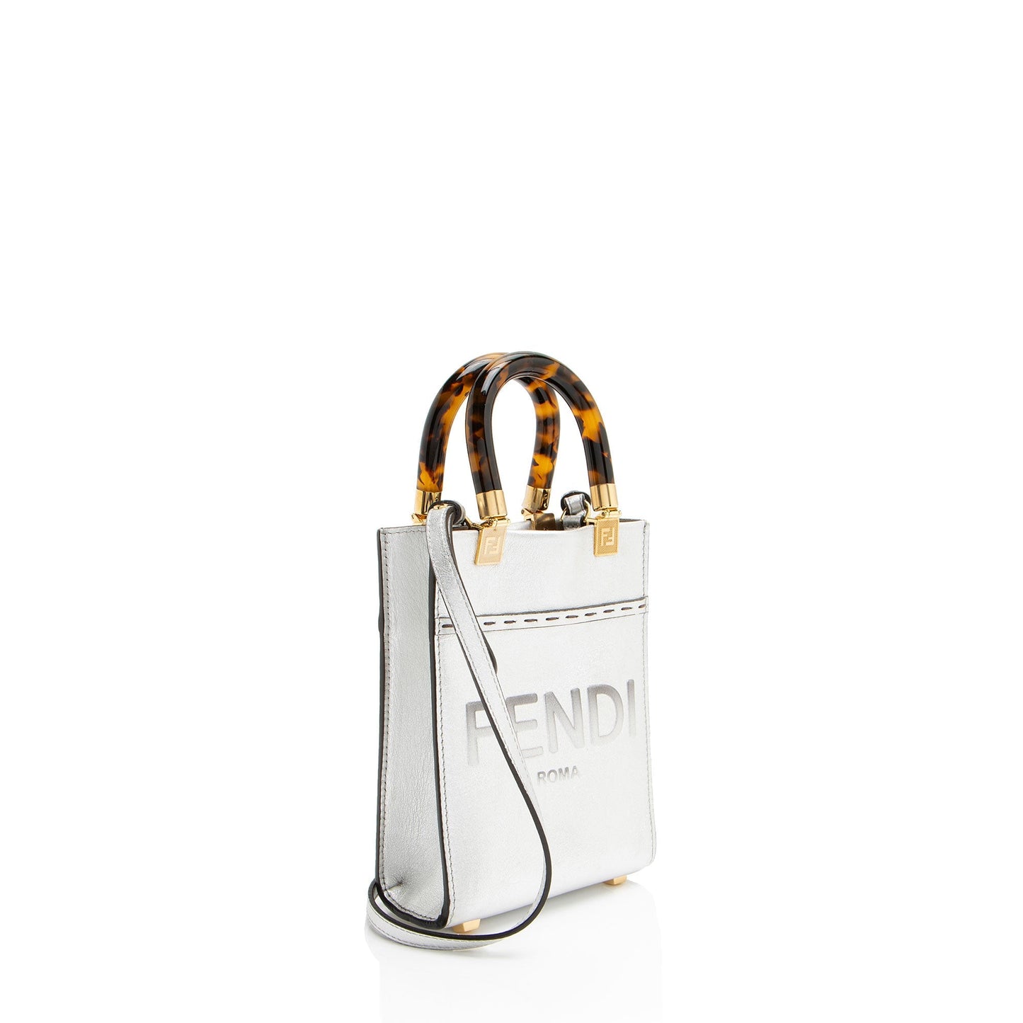 Fendi Zucca Embossed Leather Baguette Satchel