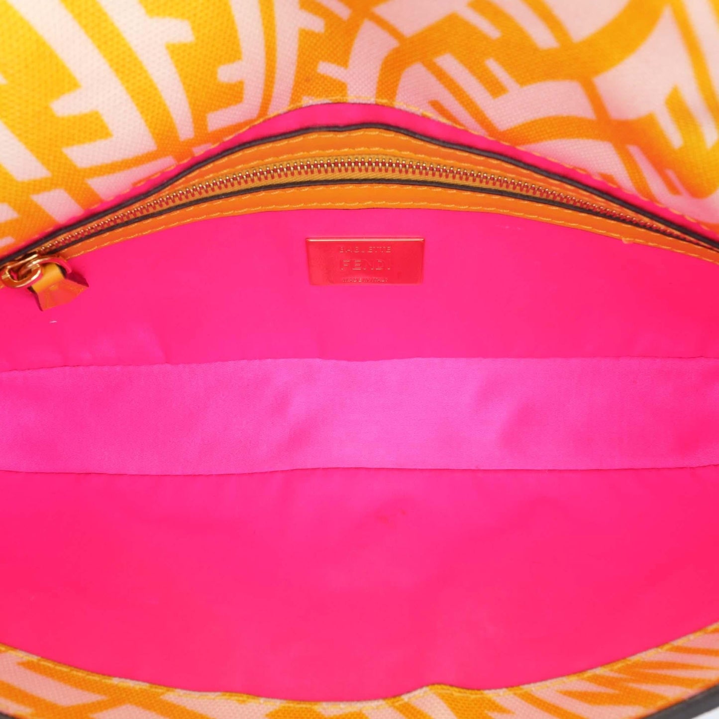 Fendi Zucca Embroidered Canvas Baguette Satchel
