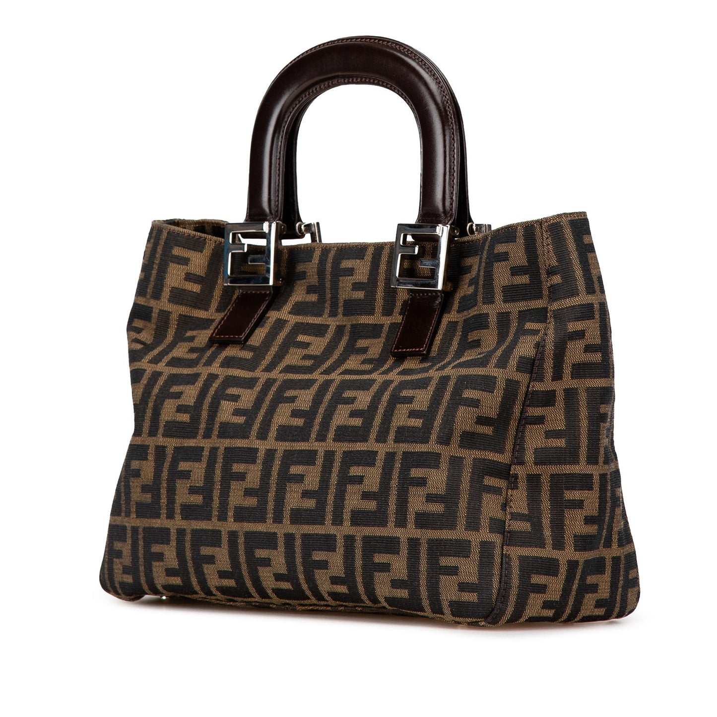 Fendi Zucca Canvas Double Flap Shoulder Bag