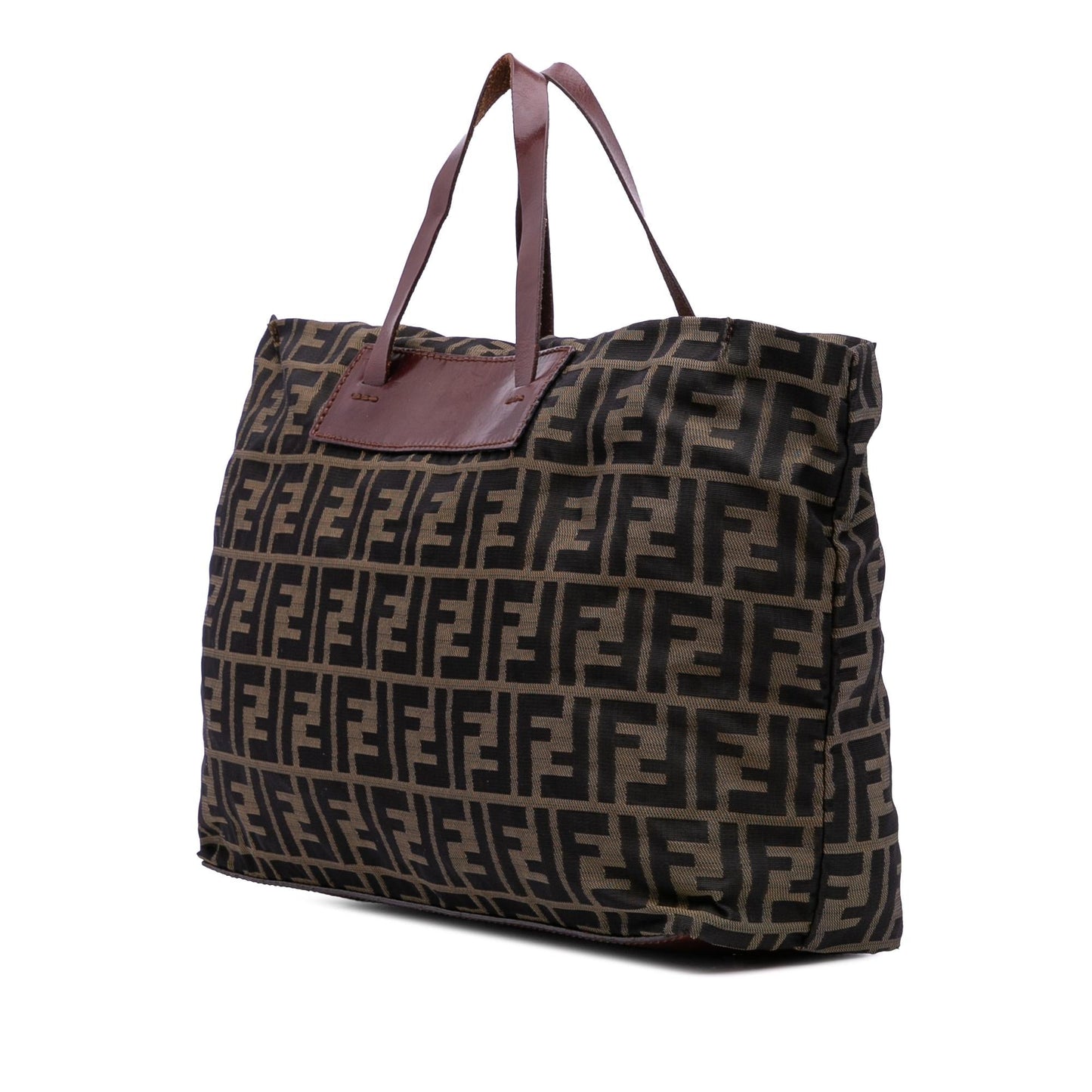 Fendi Zucca Embossed Stitched Leather Baguette Satchel