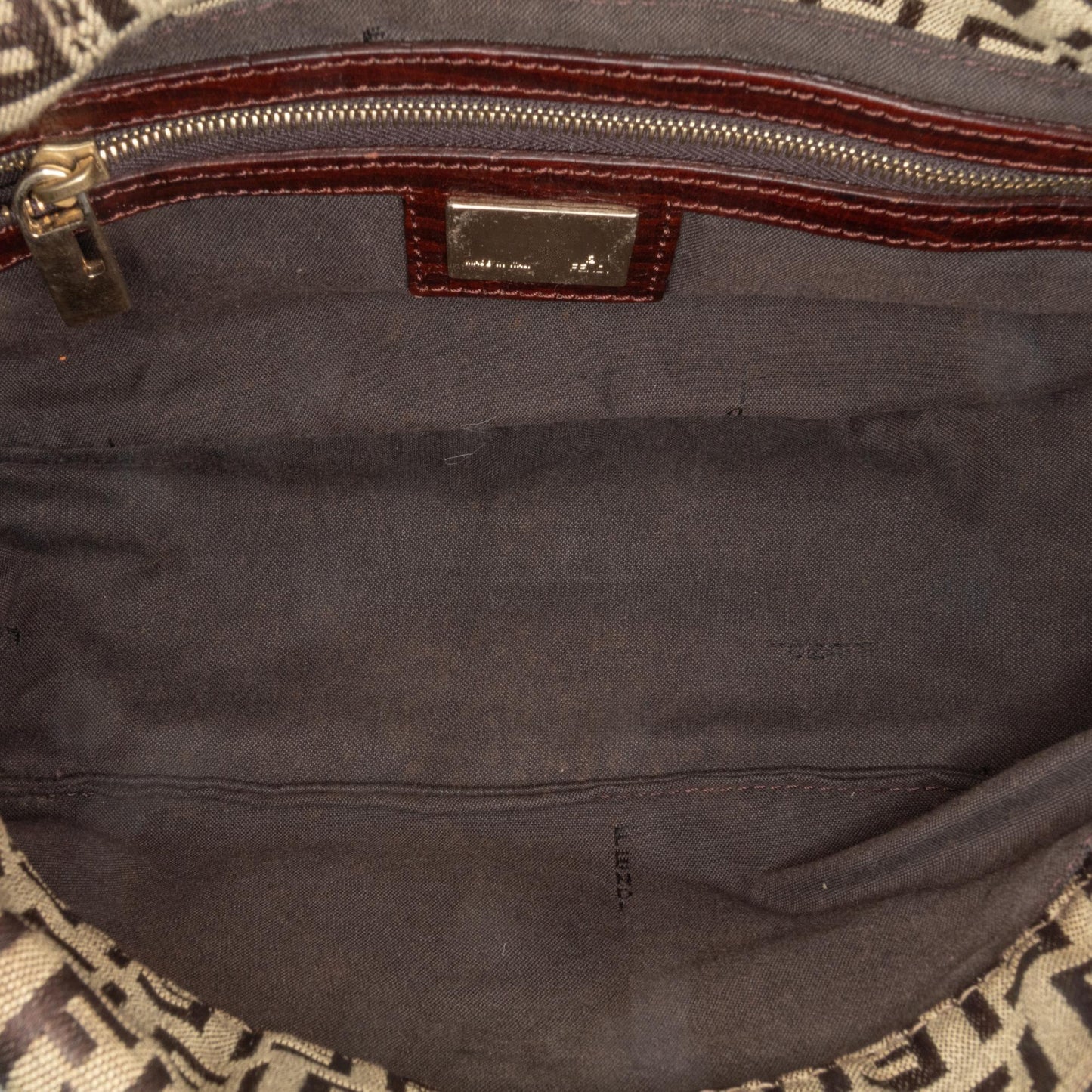 Fendi Zucca Nylon Zip Code Handbag