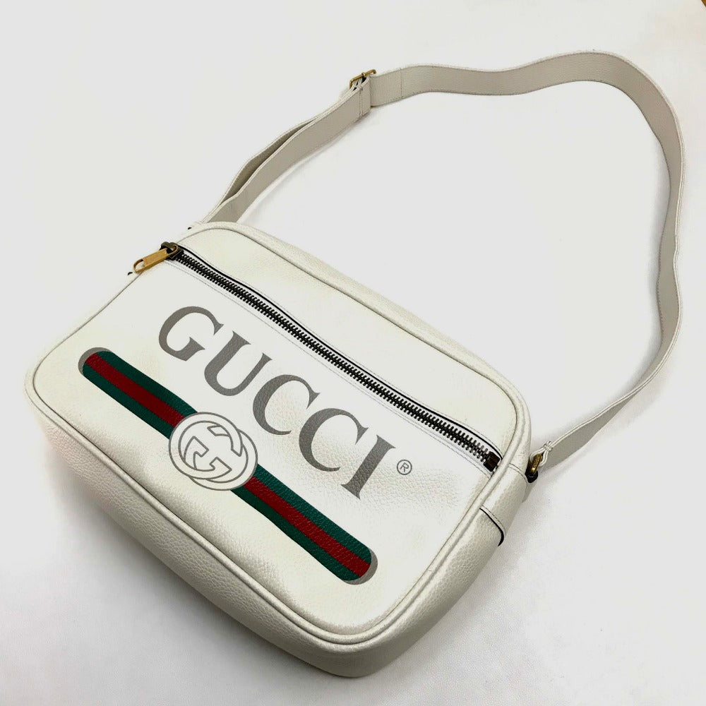 GUCCI Shoulder Bag 523589 leather white Logo print Women