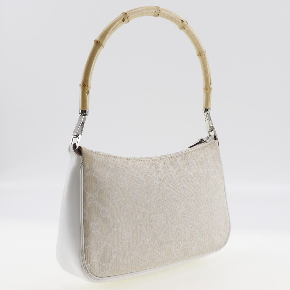 GUCCI Shoulder Bag 001.3865 GG canvas White Bamboo one belt Women