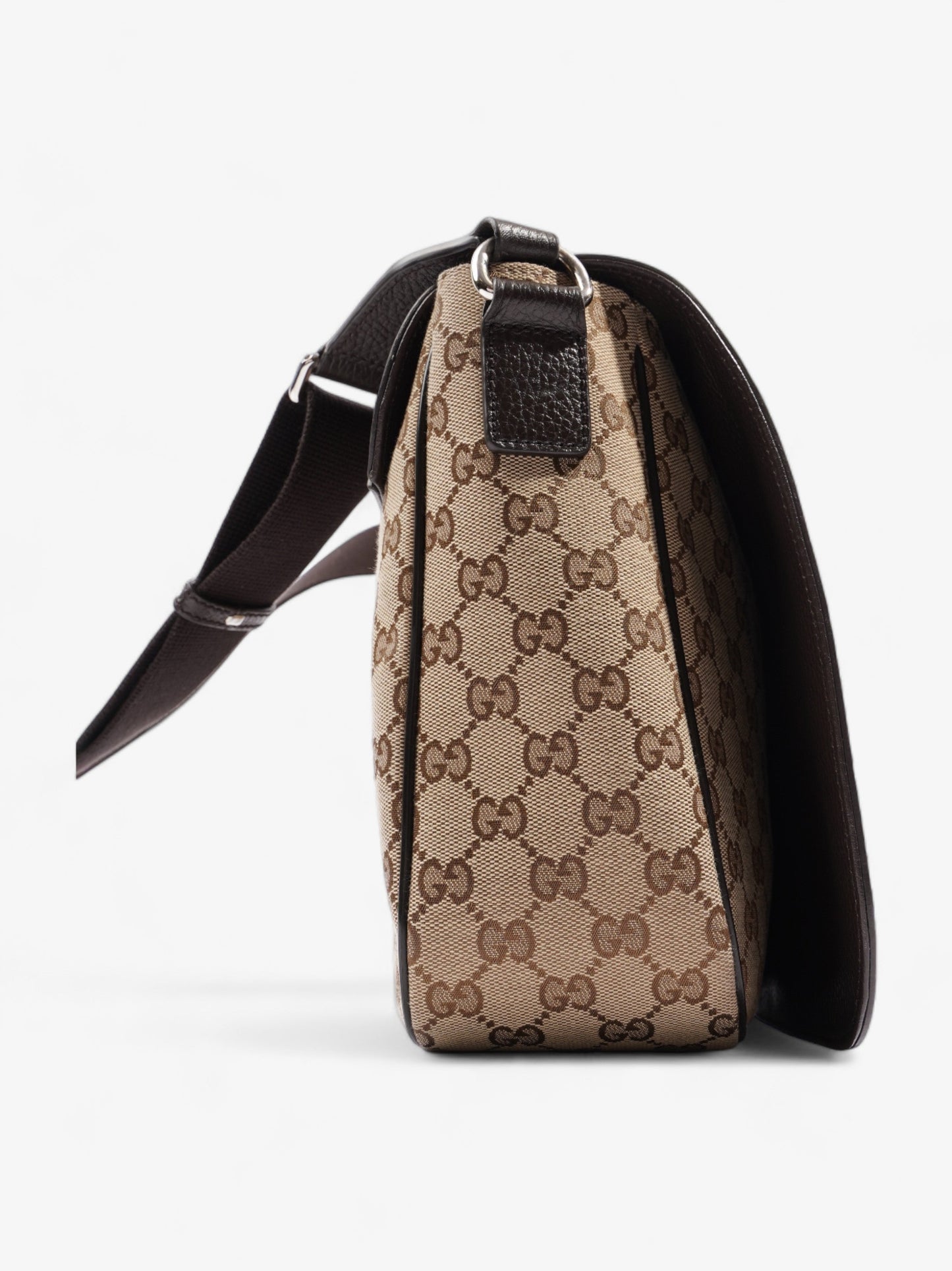 Gucci GG Flap Messenger Bag Beige Canvas