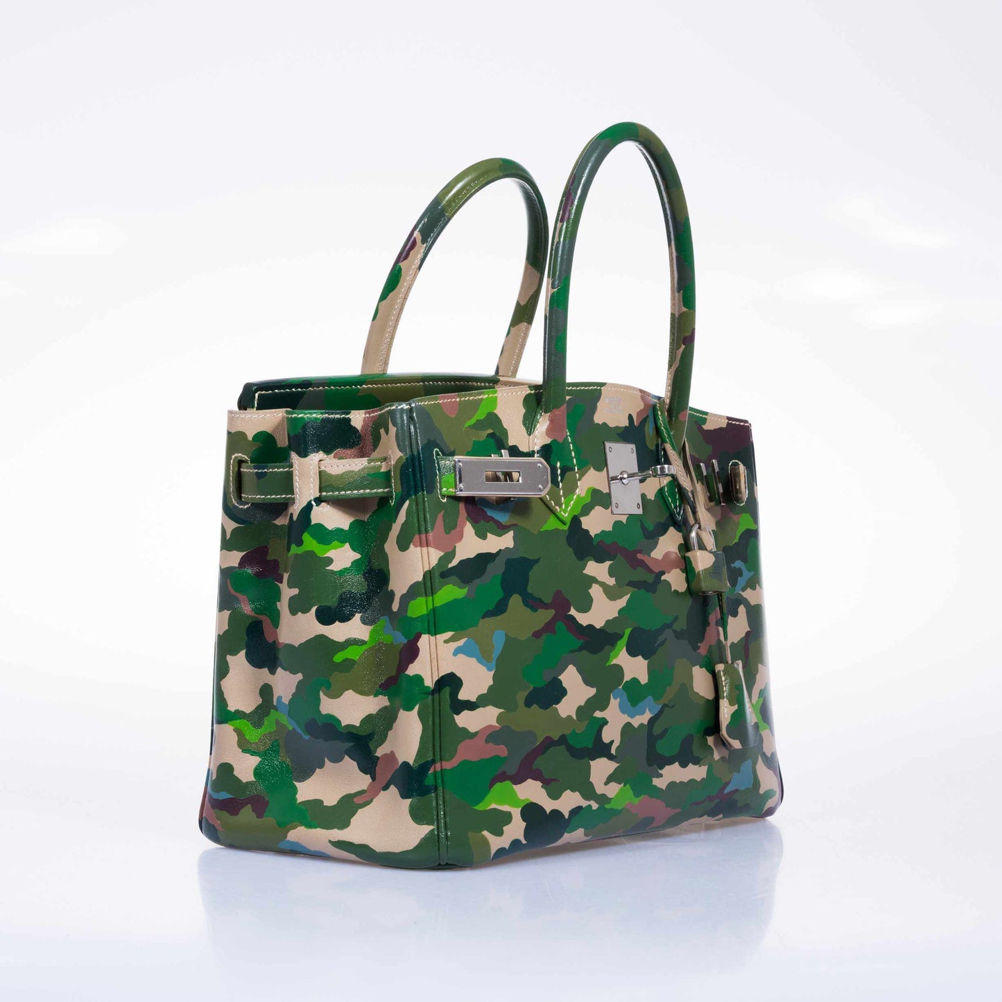 HermesBirkin 30 Parchment Box Camouflage Palladium Hardware * JaneFinds Custom Shop