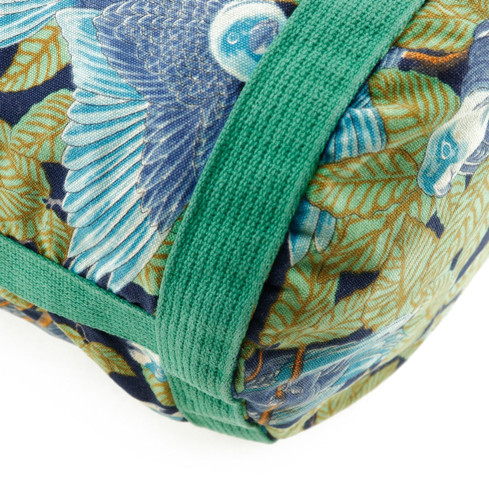 HERMES Shoulder Bag cotton Green Botanical Pattern Bird Pattern one belt Women