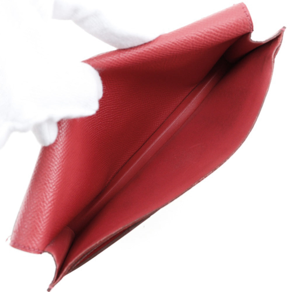 HERMES Long Wallet Purse Epsom Red Beansufla Women