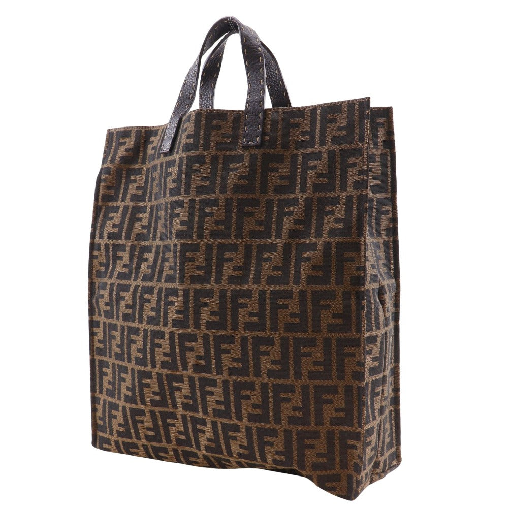 Fendi Zucca Nylon Canvas Leather Shoulder Bag