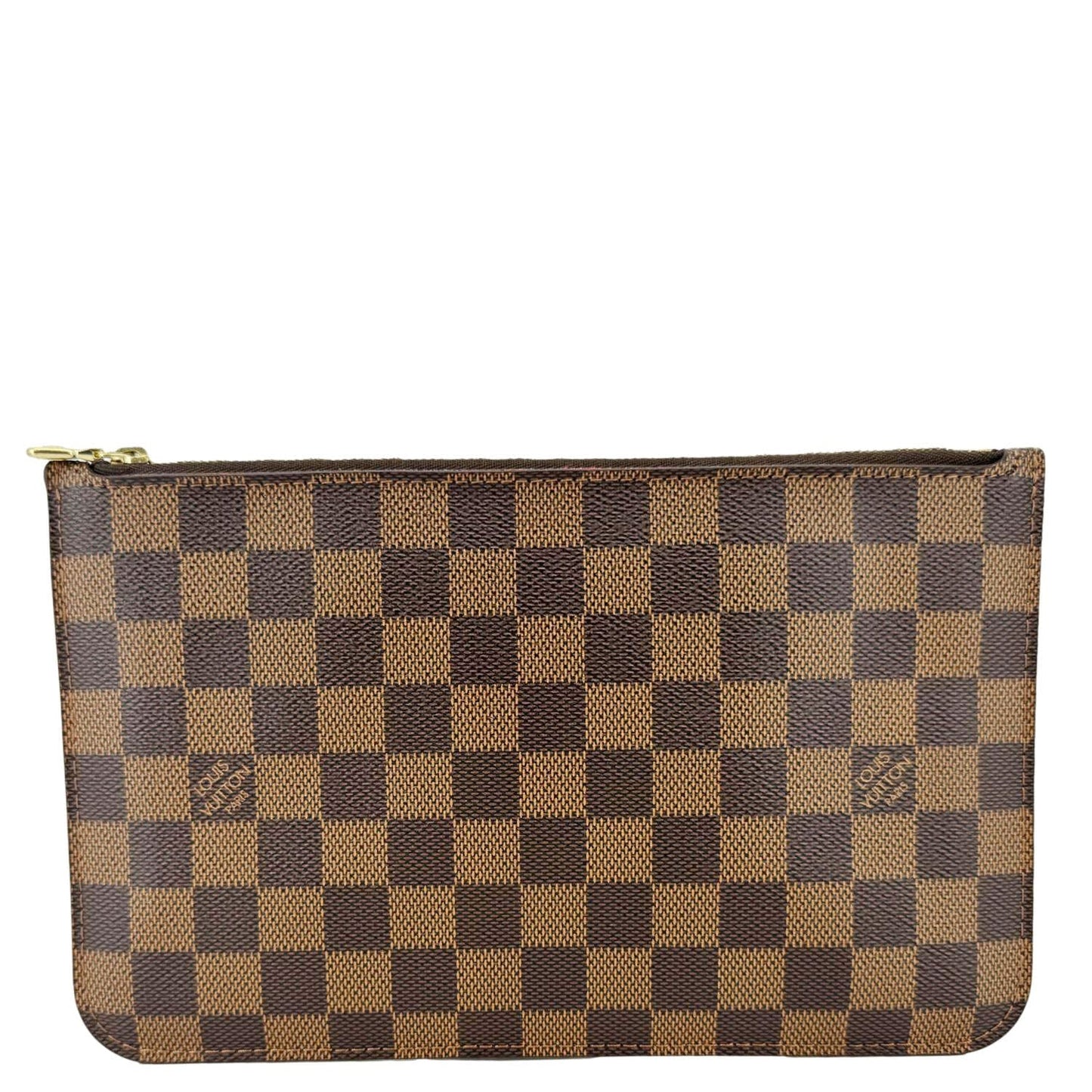 LOUIS VUITTON Neverfull Damier Ebene Pochette Wristlet Pouch Brown