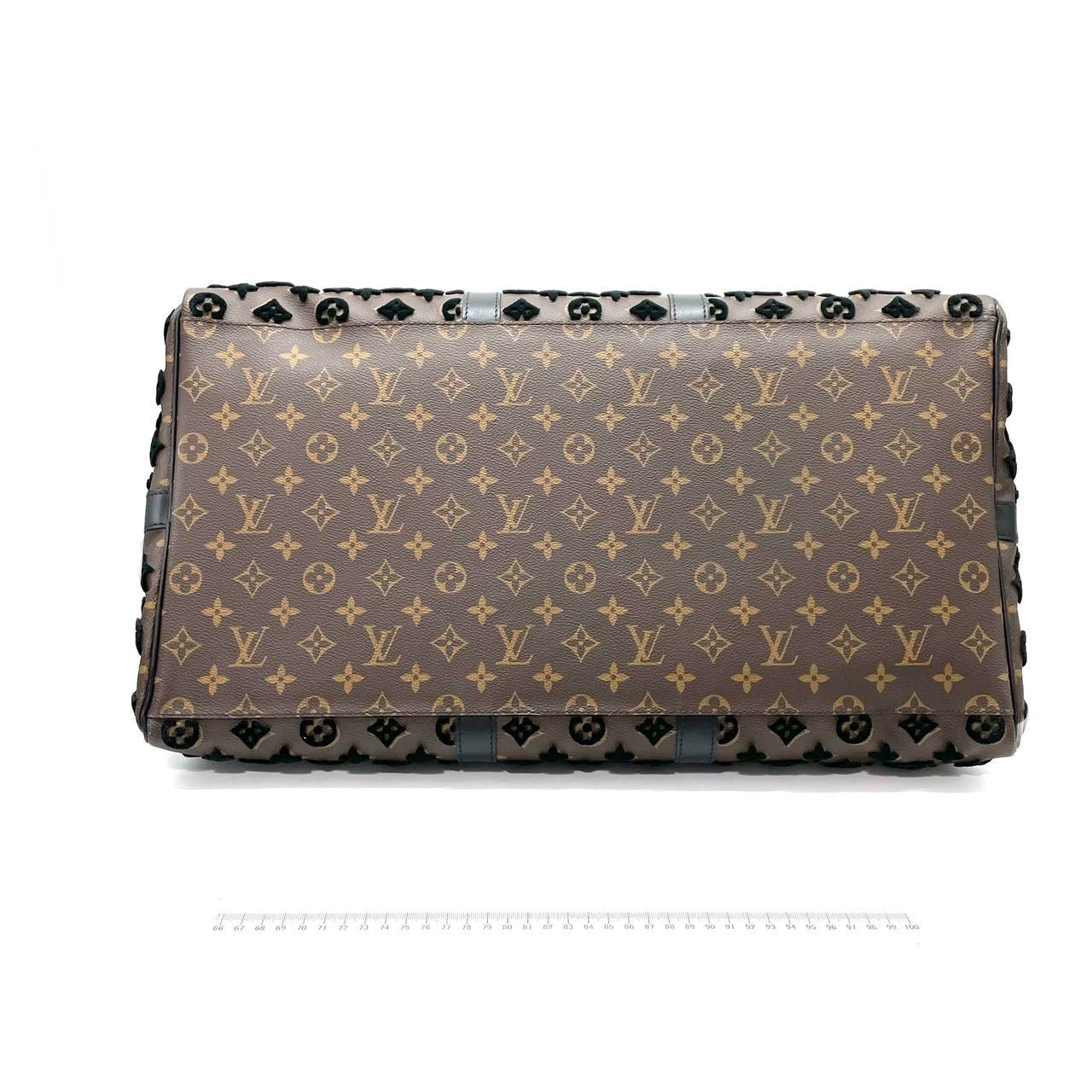Louis Vuitton Keepall Triangle Bag 50 Canvas Shoulder Strap Monogram Tufting Brown Black Never