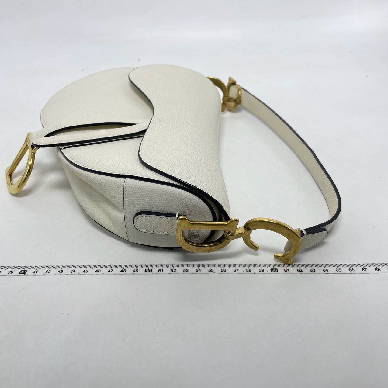 Dior Saddle White Medium Grained Leather Handbag