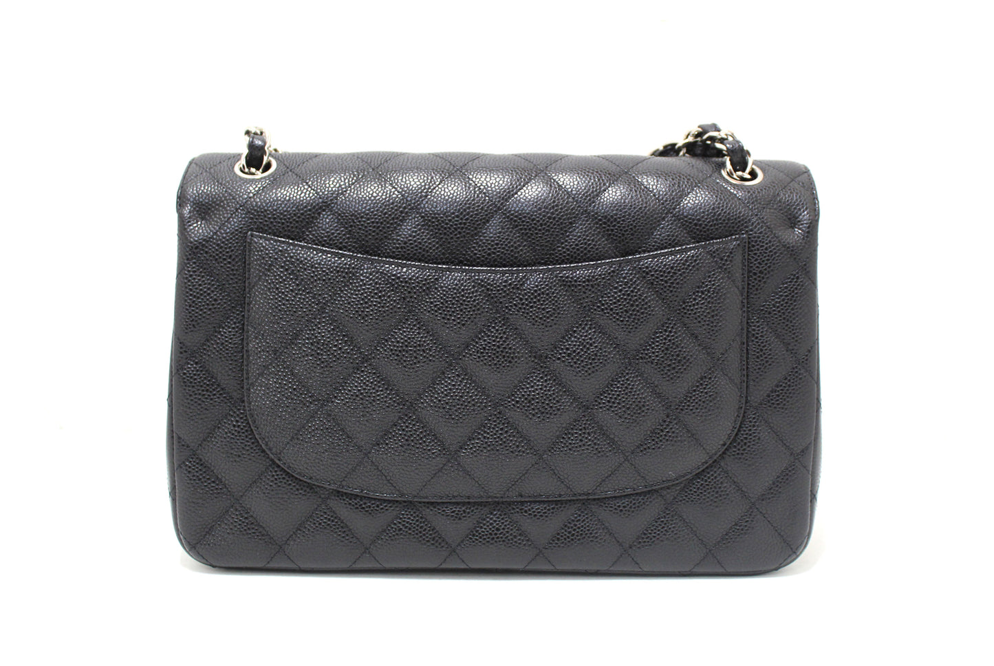 Chanel Black Quilted Caviar Leather Classic Jumbo Double Flap Bag