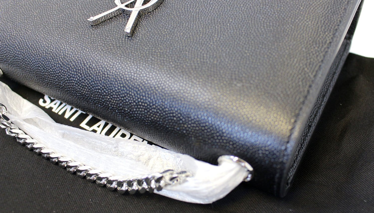 SAINT LAURENT Kate Black Leather Chian Clutch Crossbody Bag