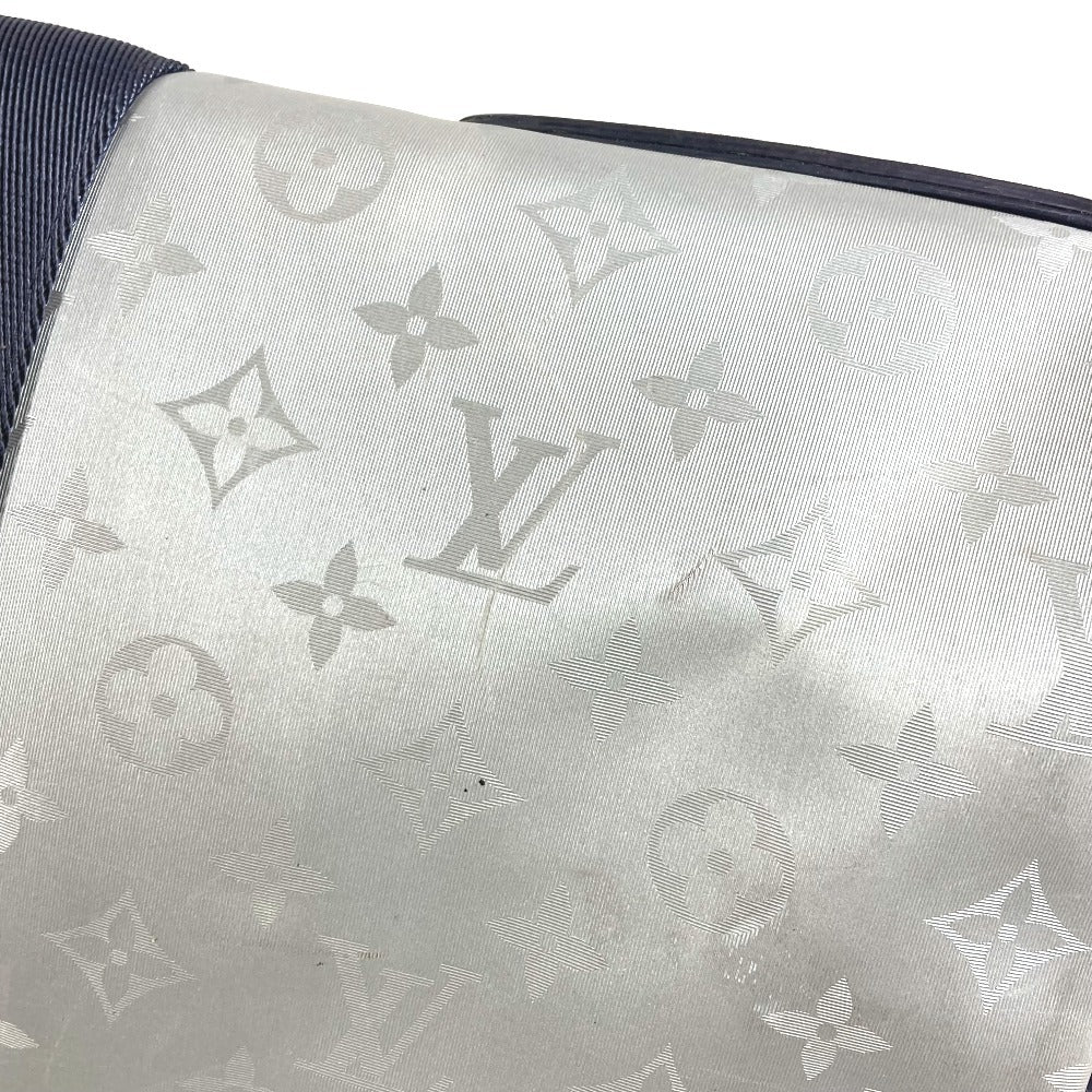 LOUIS VUITTON Boston Duffel bag Leather / canvas Silver Monogram satellite Keepall ?bandouliere 50