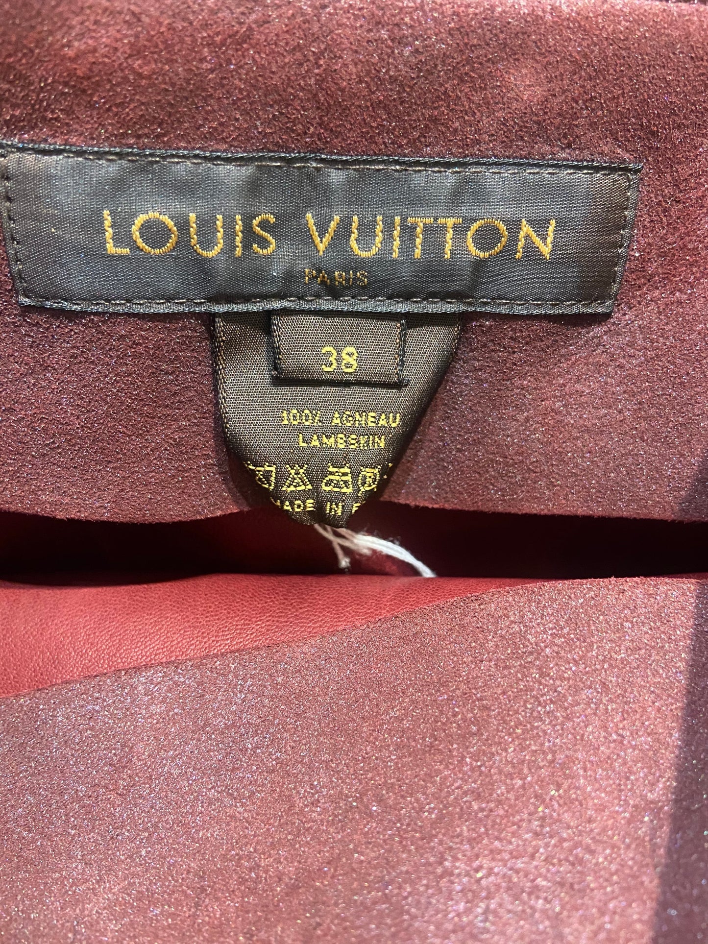 LOUIS VUITTON BELTED AGNEAU LAMBSKIN SKIRT