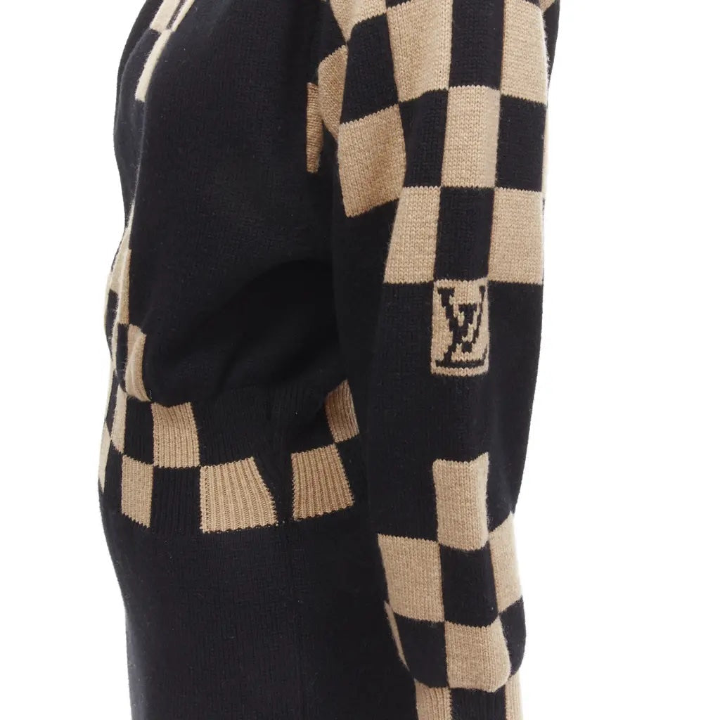LOUIS VUITTON DAMIER CHECK WOOL MID LENGTH DRESS