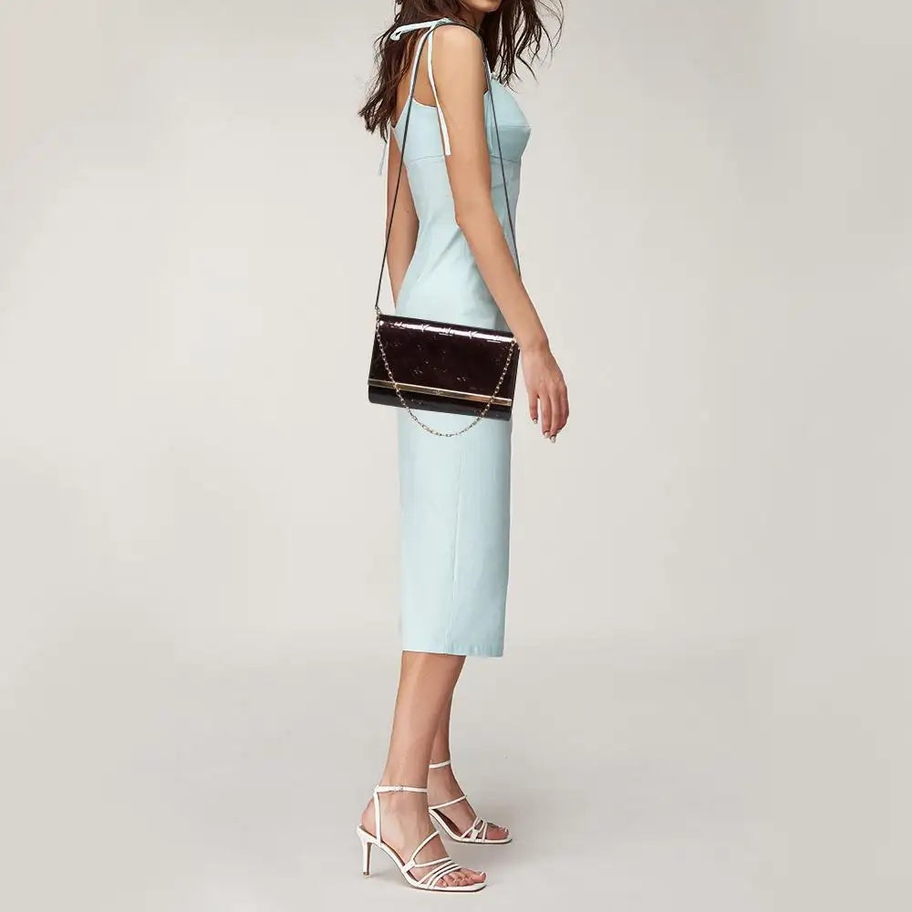 LOUIS VUITTON AMARANTE MONOGRAM VERNIS ANA CHAIN CLUTCH