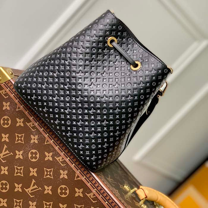 Louis Vuitton Women NeoNoé BB Bucket Bag Black Calfskin Monogram Flowers
