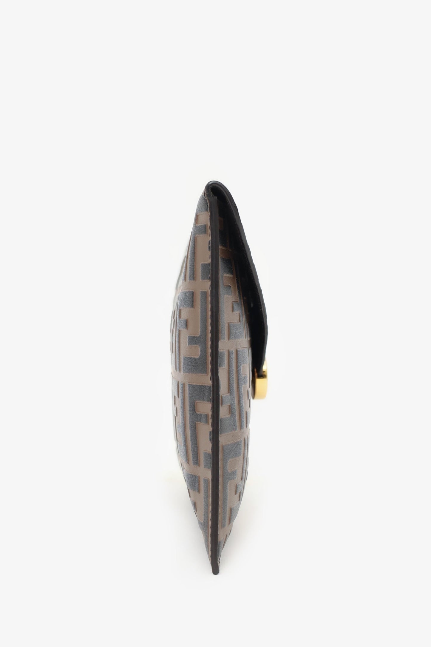 Fendi Brown Leather FF Motif Flat Clutch Flap Pouch