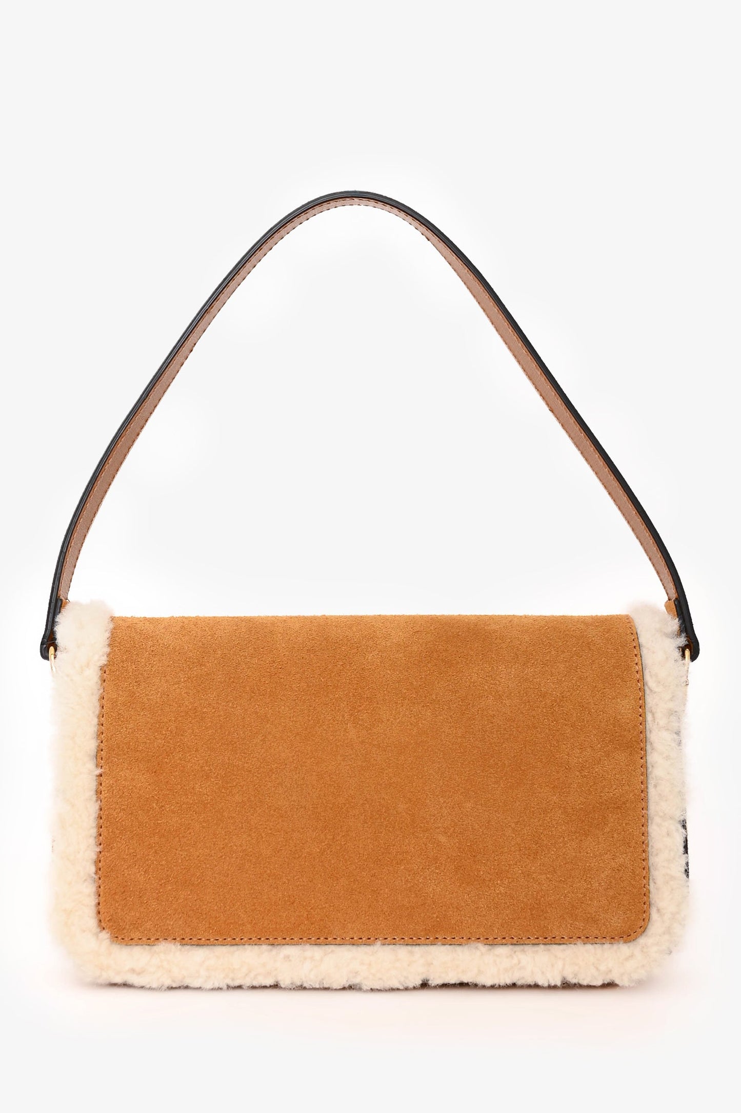 Gucci Brown Suede Leather/Shearling Trimmed Horsebit 1955 Shoulder Bag