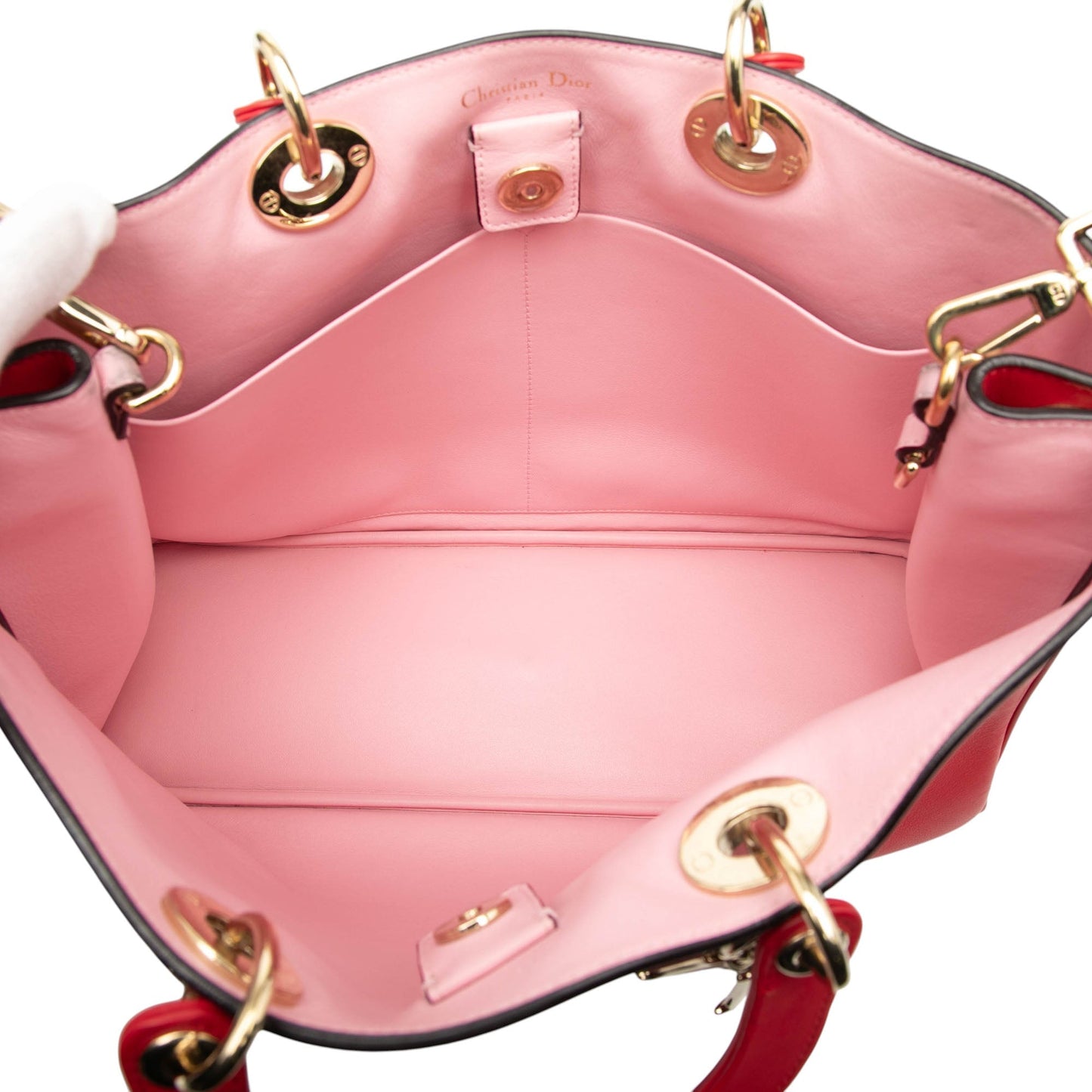 Red Dior Large Smooth Calfskin Diorissimo Satchel