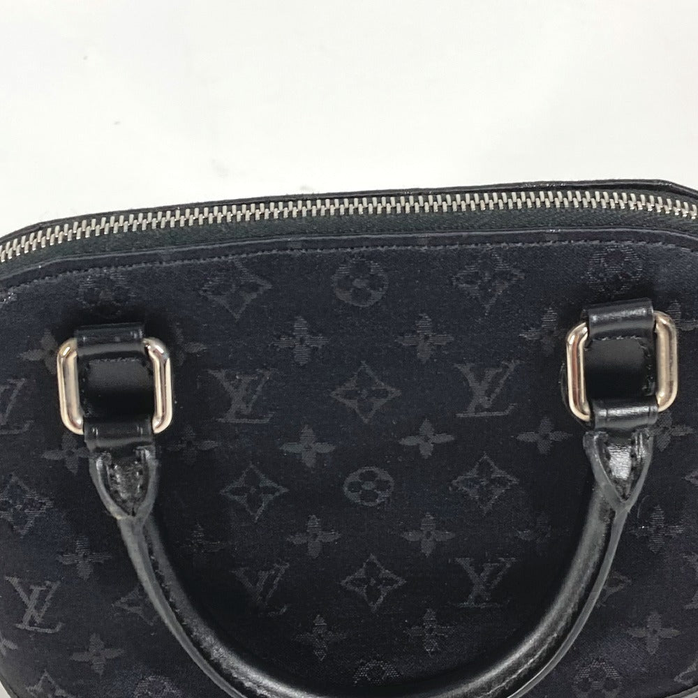 LOUIS VUITTON Handbag Satin / leather black Monogram satin Little Alma