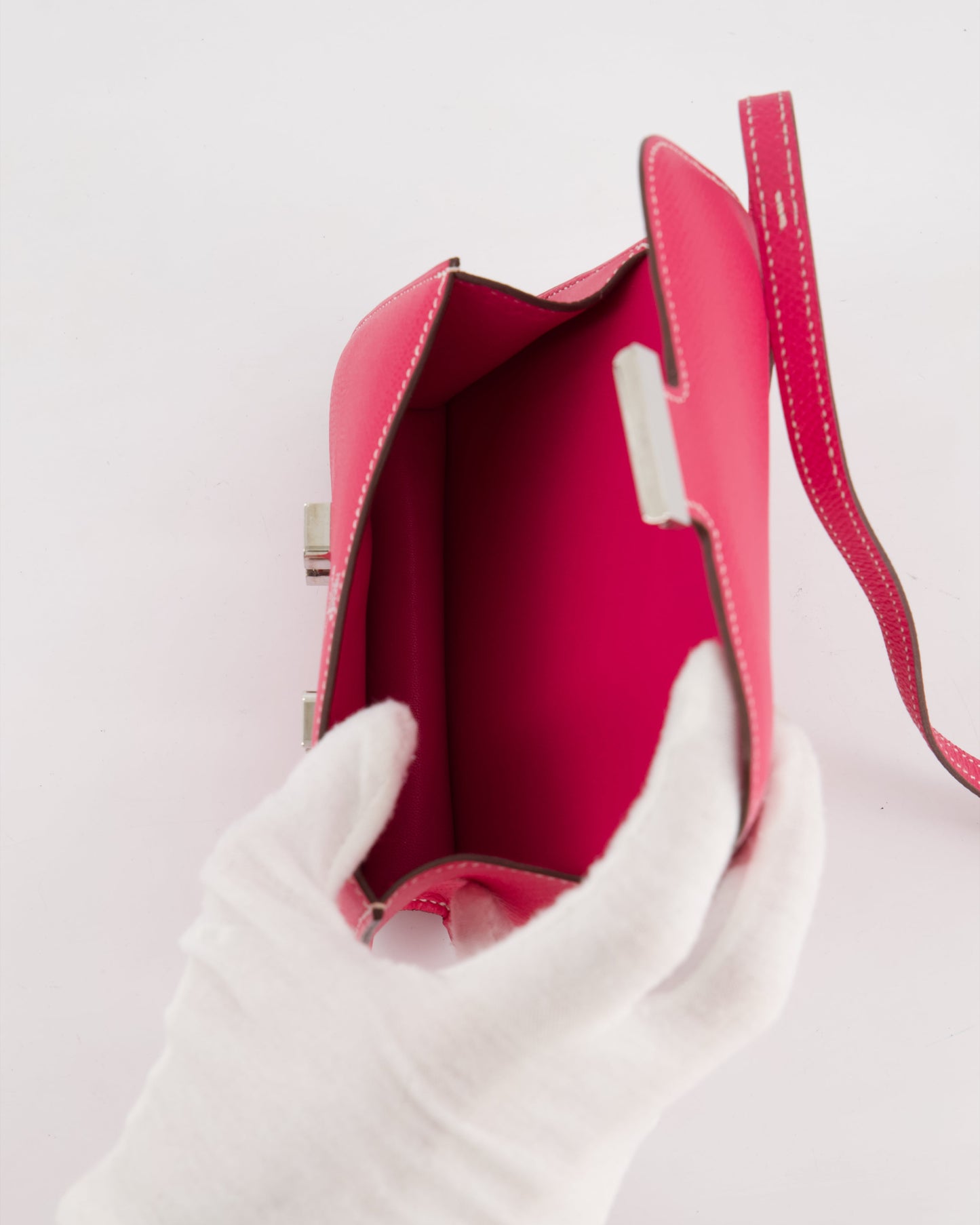 *RARE HOT* Hermes Constance II Micro Bag in Rose Tyrien Epsom Leather with Palladium Hardware