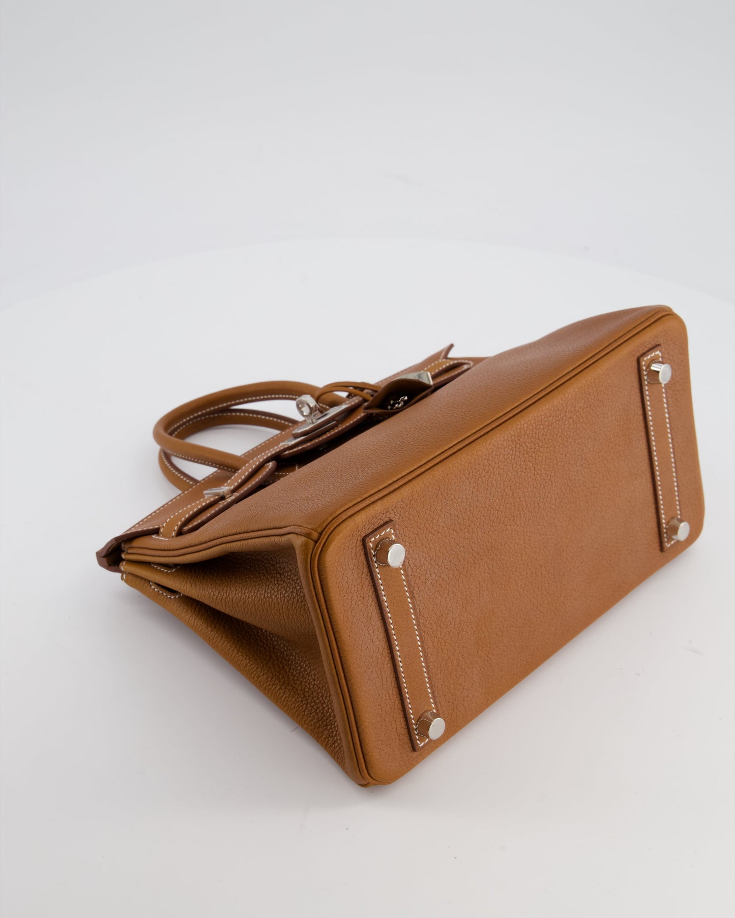 *RARE* Hermes Birkin 25 Retourne Bag in Fauve Barenia Faubourg Leather with Palladium Hardware
