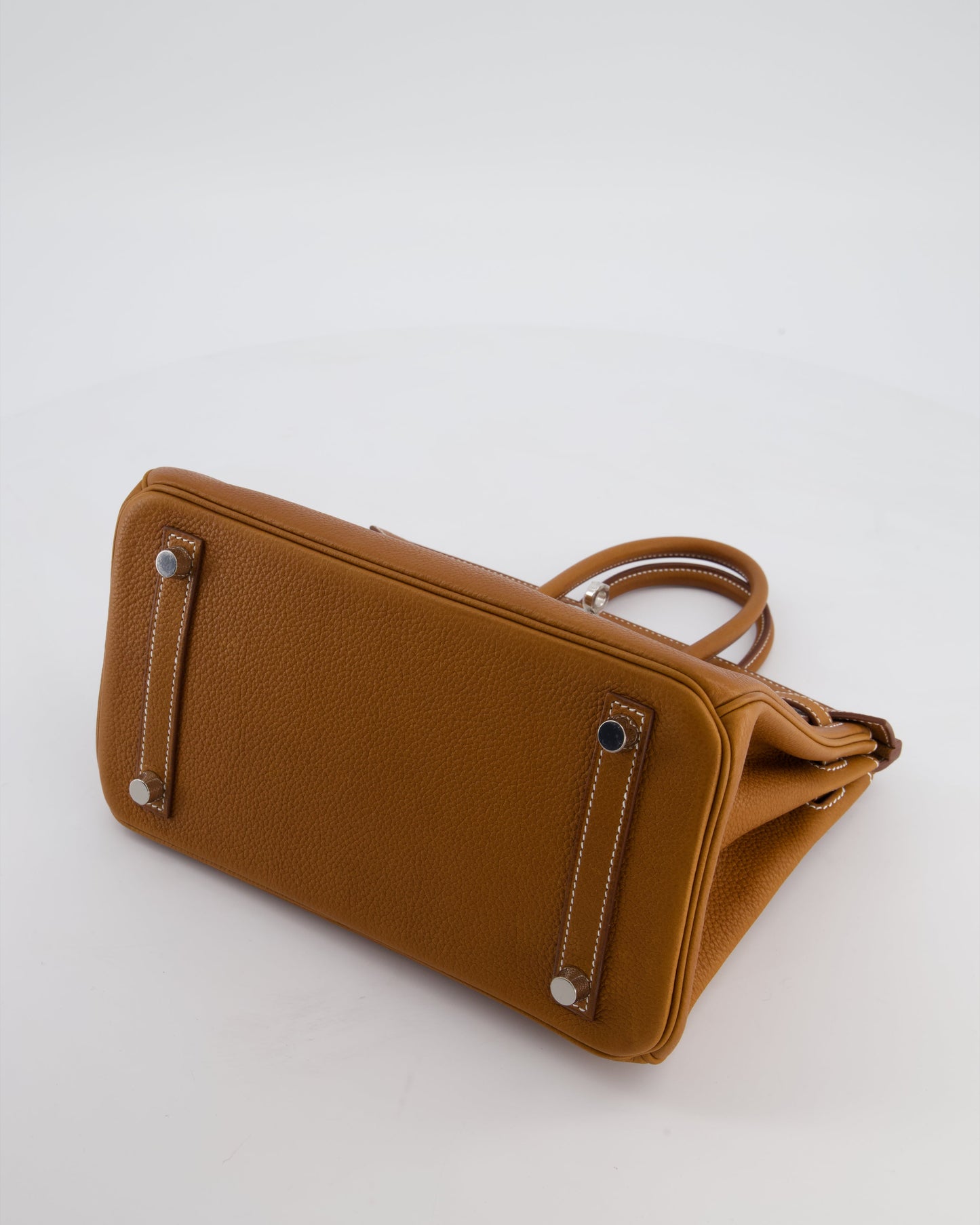 *RARE* Hermes Birkin 25 Retourne Bag in Fauve Barenia Faubourg Leather with Palladium Hardware