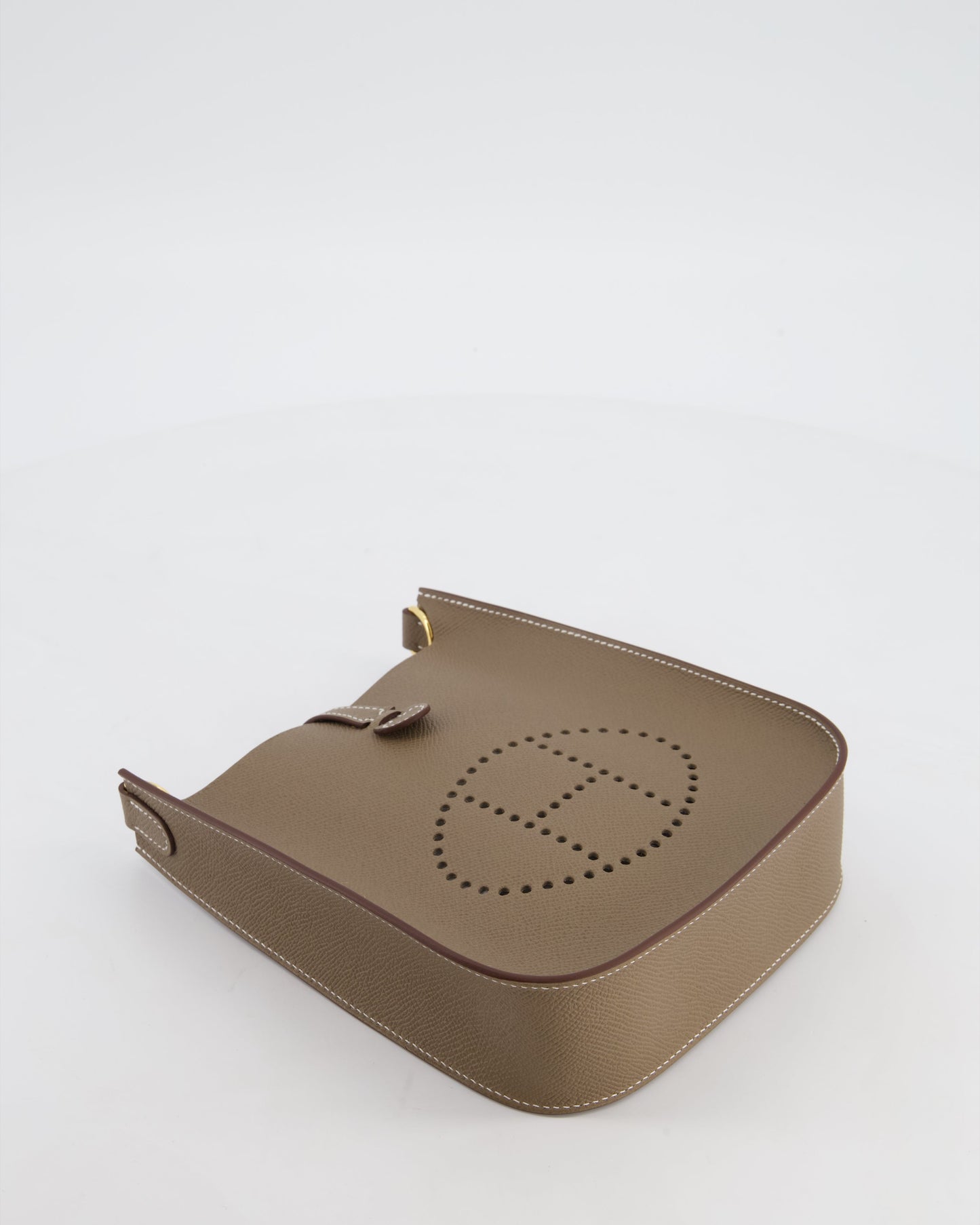 Hermes Mini Evelyne Sellier Bag in Etoupe Epsom Leather with Gold Hardware
