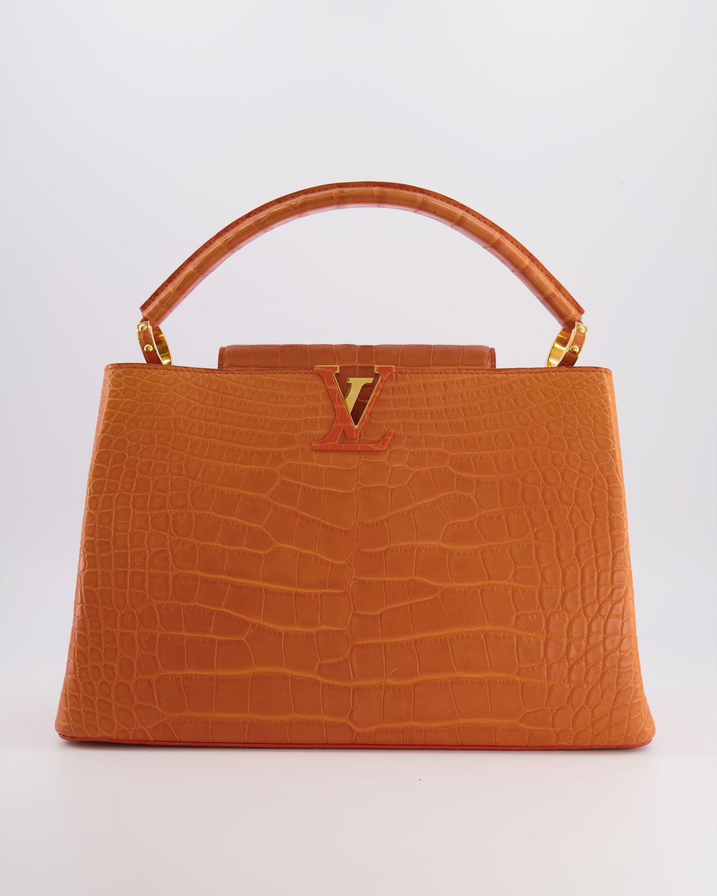 *RARE* Louis Vuitton Mandarine Orange Capucines Large Bag in Crocodile Niloticus Leather with Gold Hardware