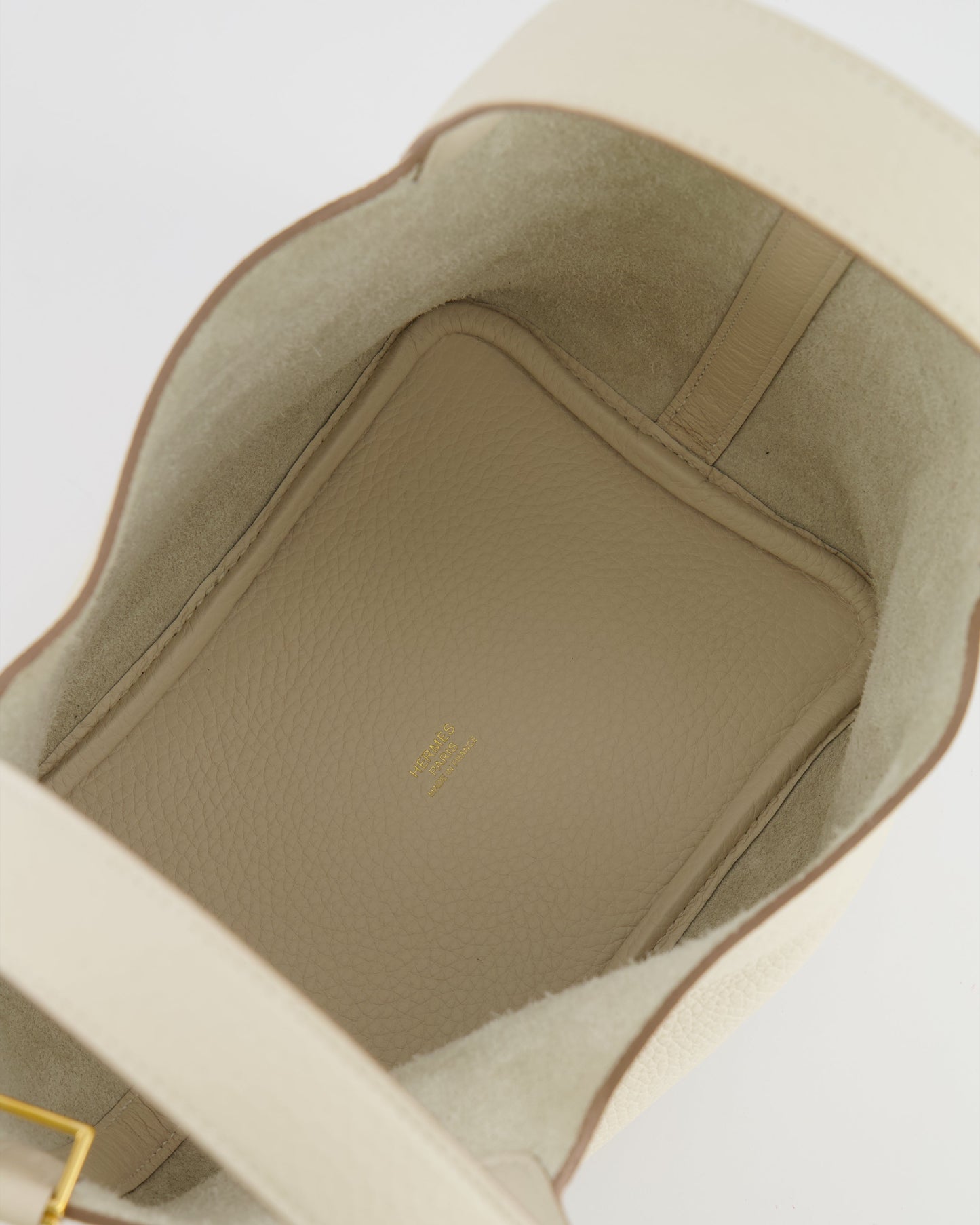 *RARE* Hermes Picotin Lock 18 Bag in Craie Clemence Leather with Gold Hardware