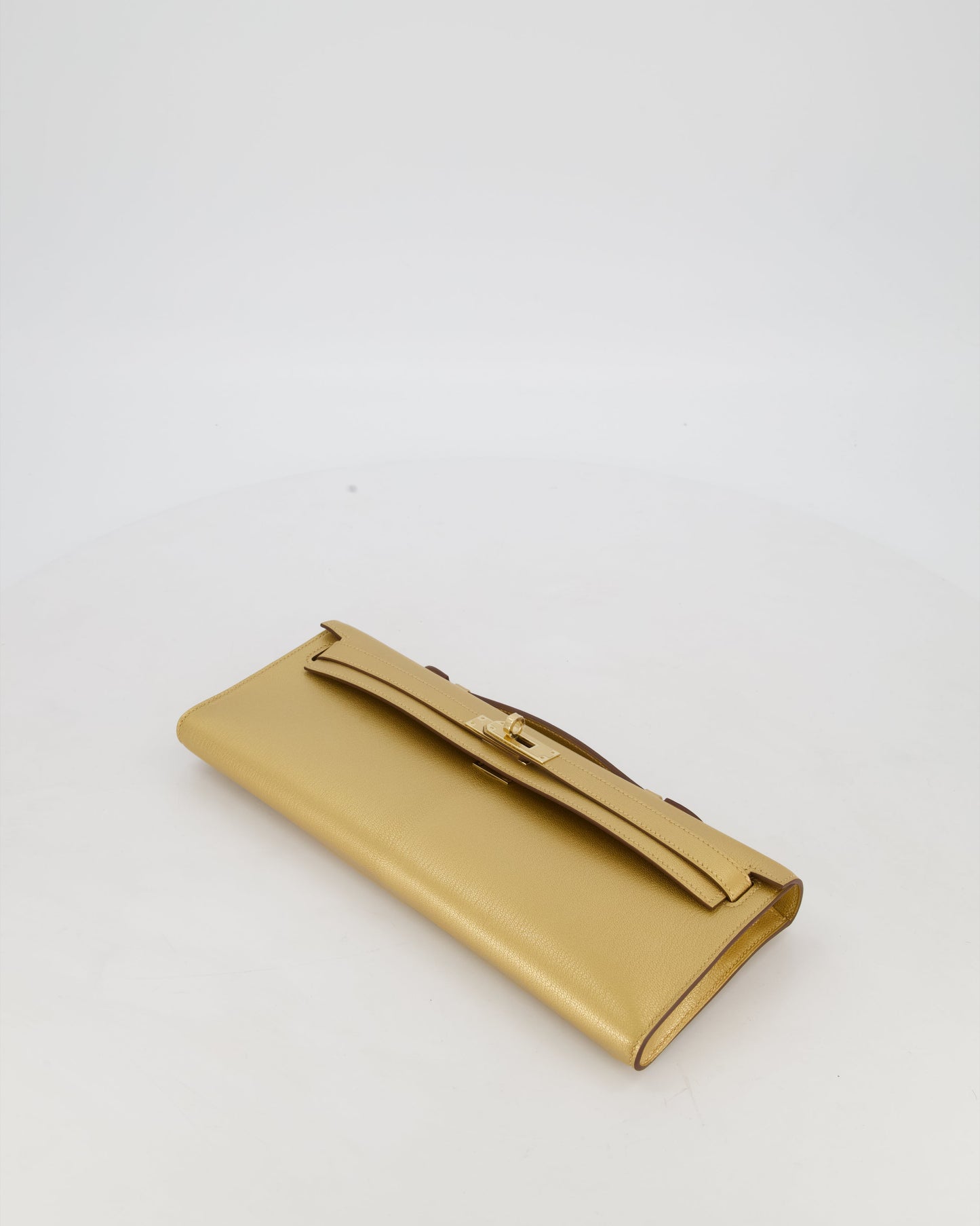 *SUPER RARE* Hermes Kelly Cut Bag in Doré Chévre Chamkila Leather with Permabrass Hardware