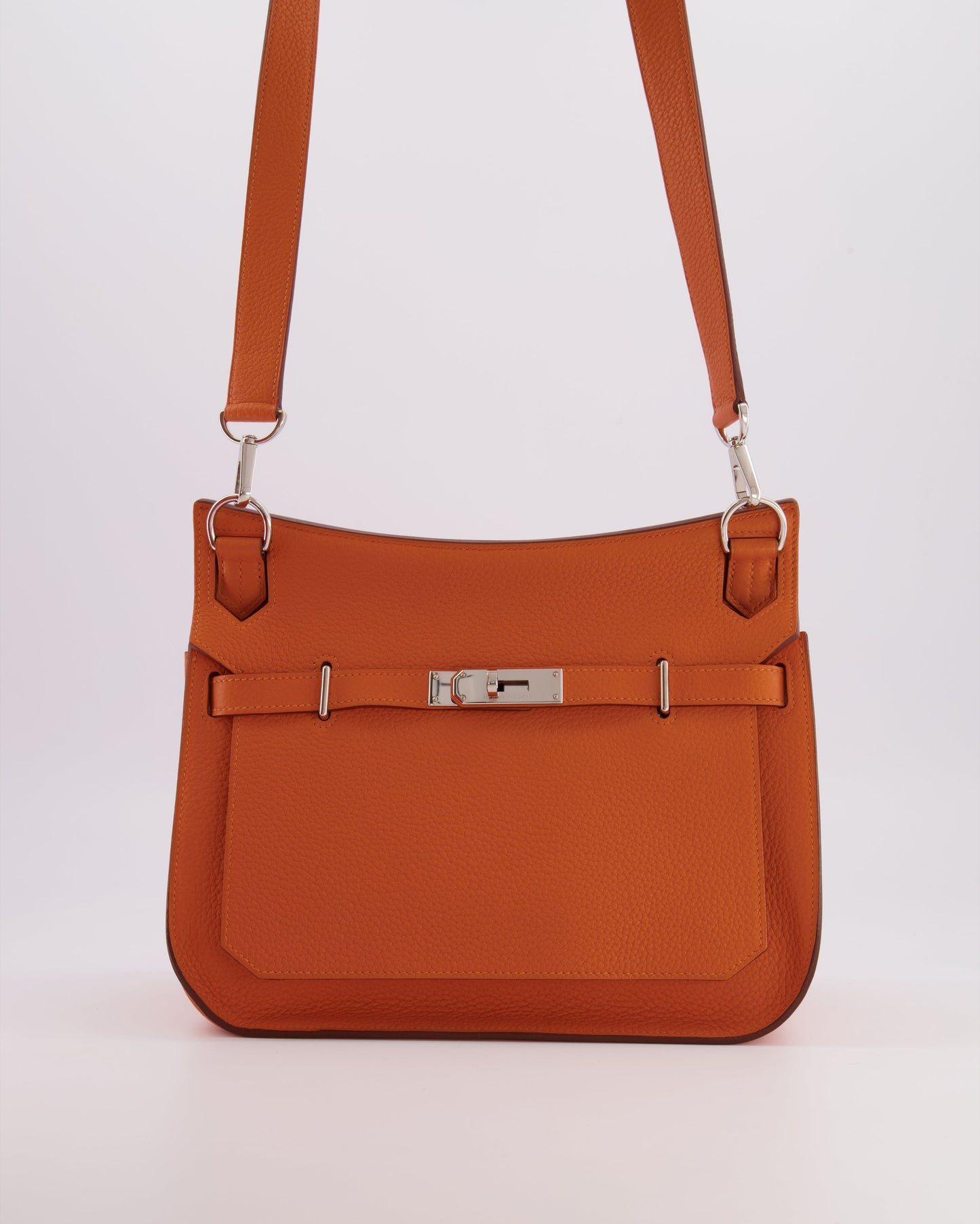 Hermes Jypsiere 28 Bag in Orange Clemence Leather with Palladium Hardware