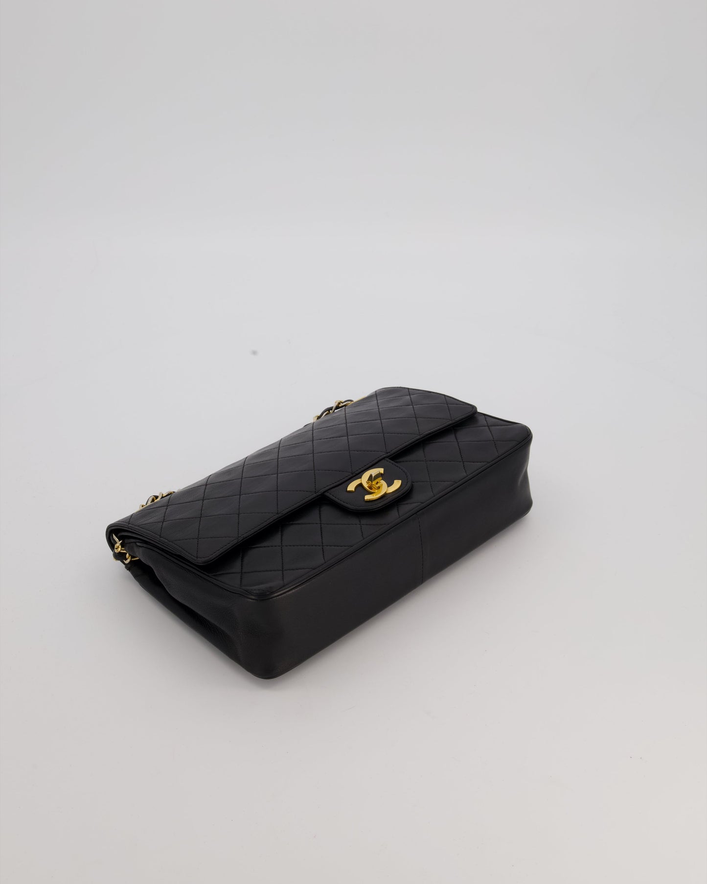 Chanel Black Vintage Medium Classic Double Flap Bag in Lambskin Leather with 24K Gold Hardware