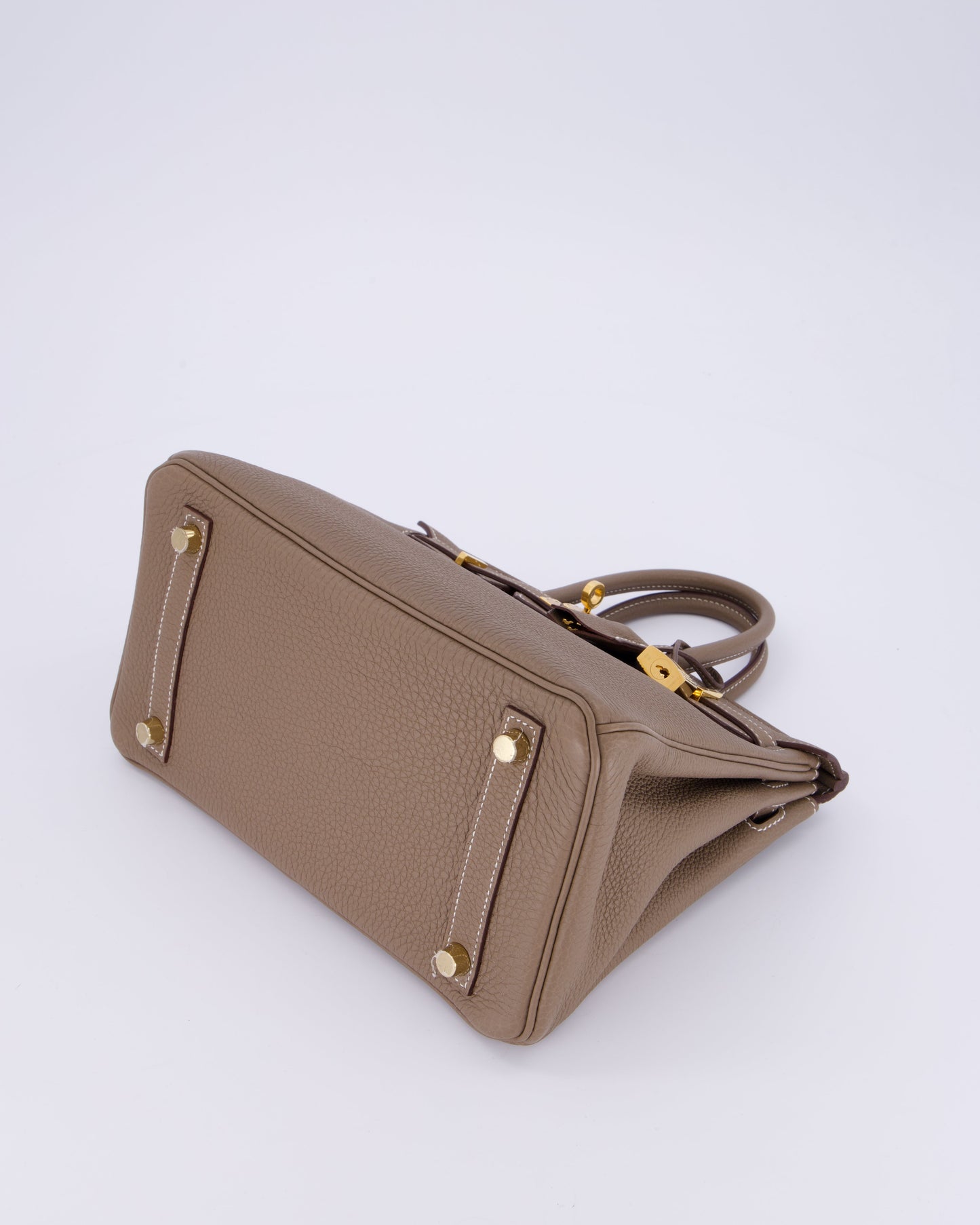 Hermes Birkin 25 Retourne Bag in Etoupe Togo Leather with Gold Hardware