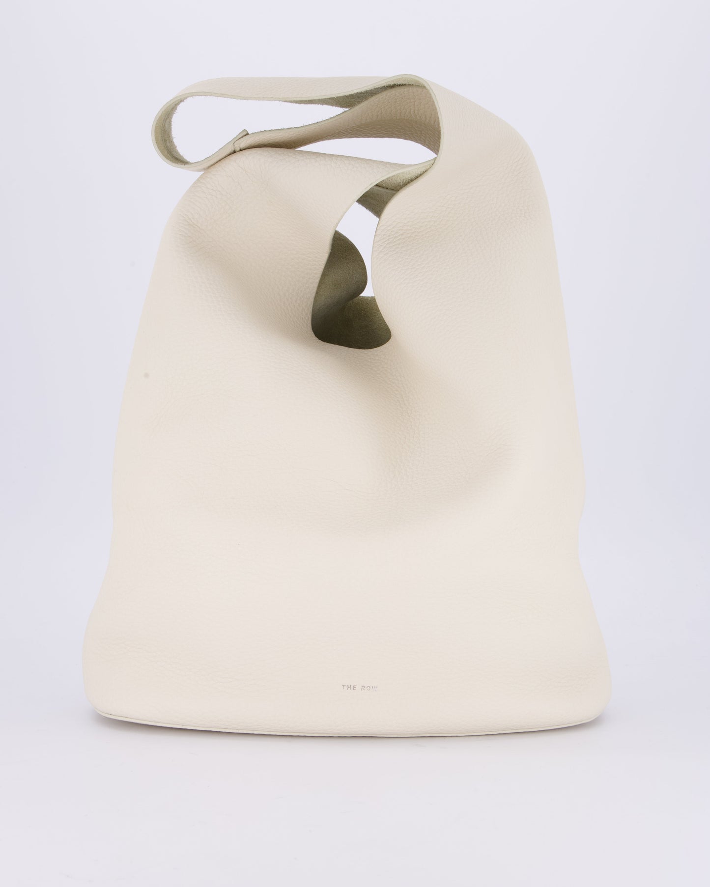 The Row Cream Bindle Textured Shoulder Bag In Calfskin Leather