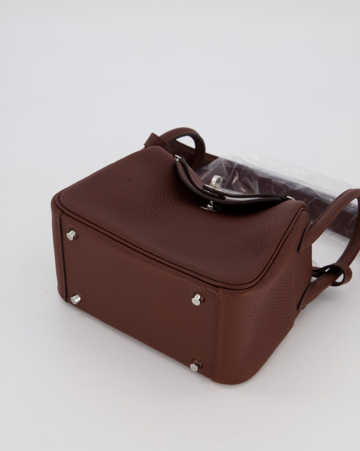 Hermes Mini Lindy Bag in Terre Togo Leather with Palladium Hardware