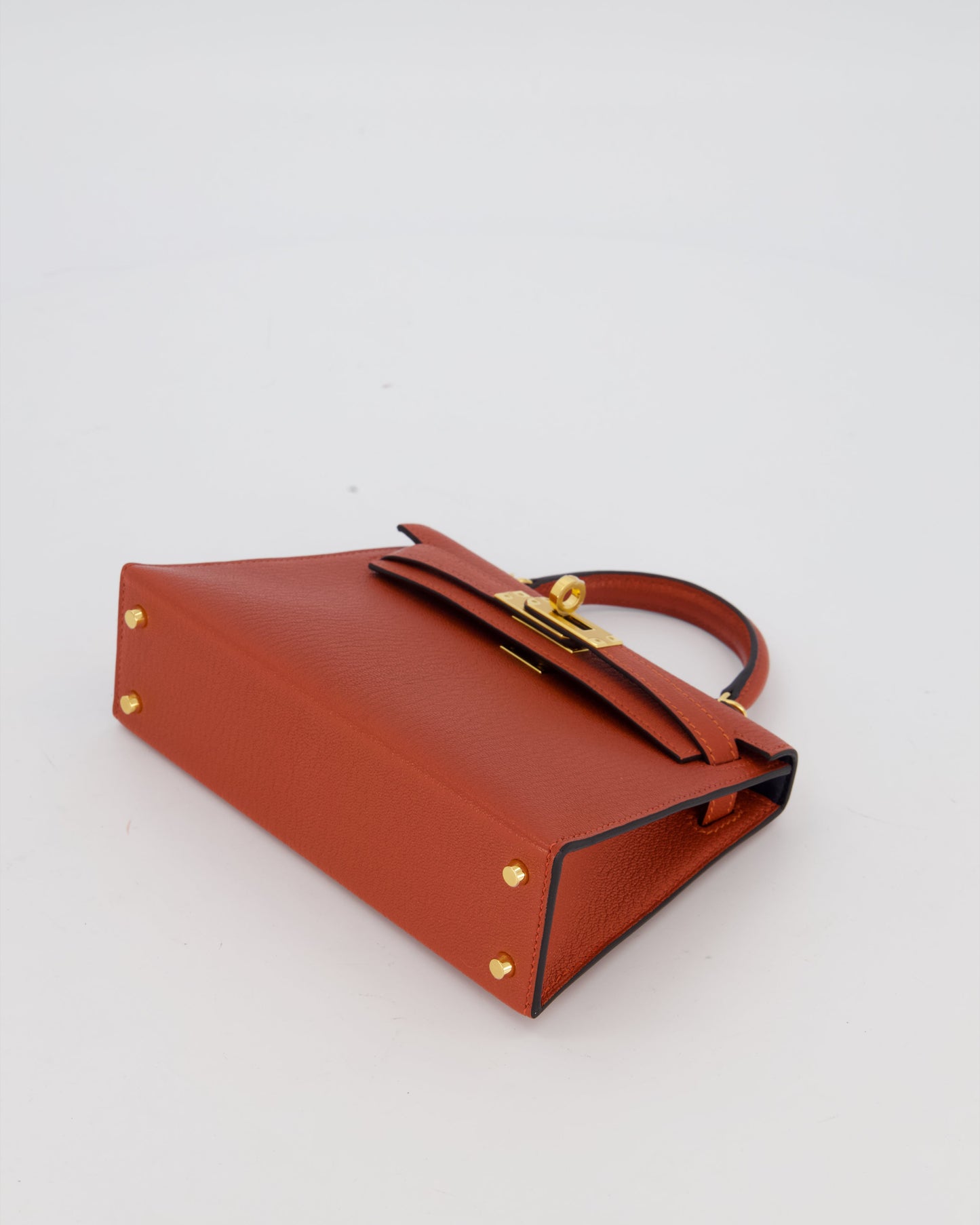 *SUPER RARE* Hermes HSS Mini Kelly II 20 Bag in Brique & Bleu Indigo Interior Chèvre Mysore Leather with Gold Hardware