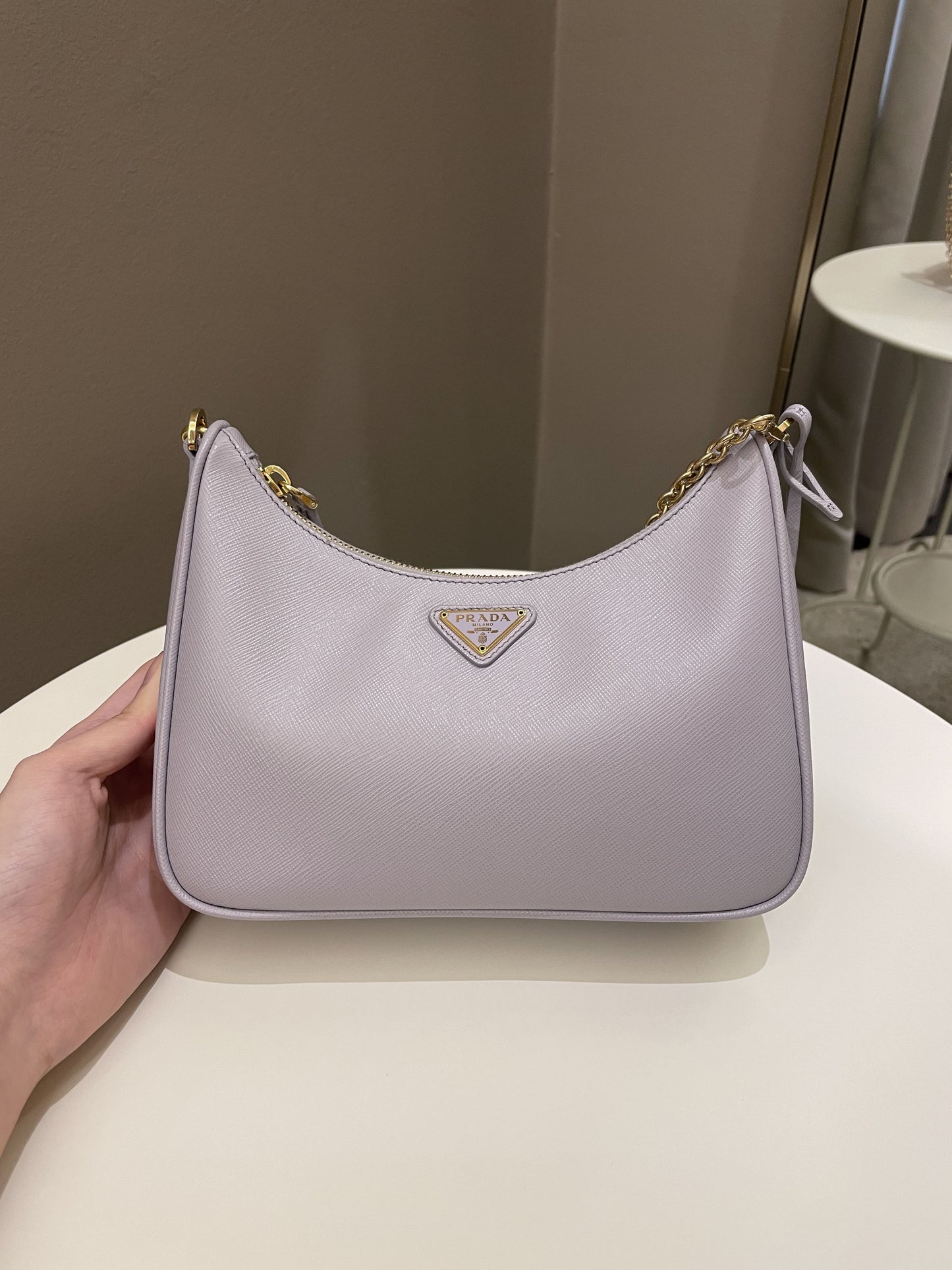 Prada Re-Edition Saffiano Bag Lilac Saffiano Leather