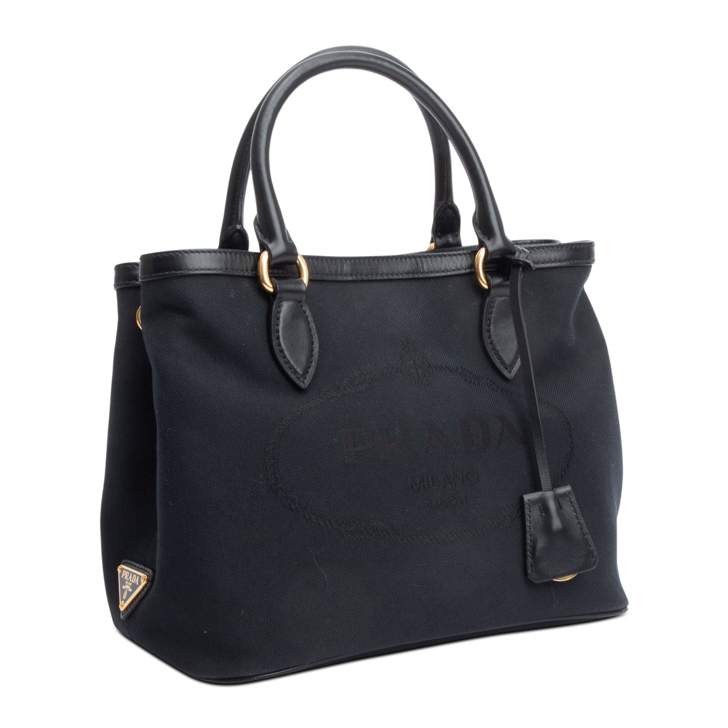 Prada Black Jacquard Logo Tote