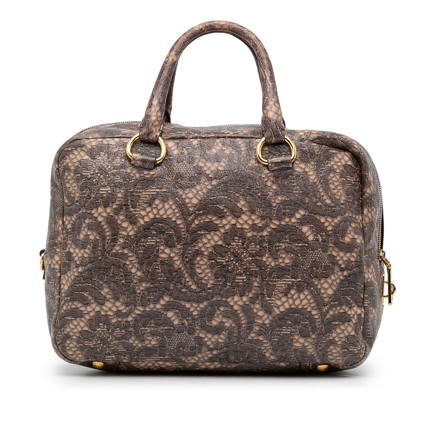 Prada Lace Print Bauletto Handbag (SHG-GwbtwK)