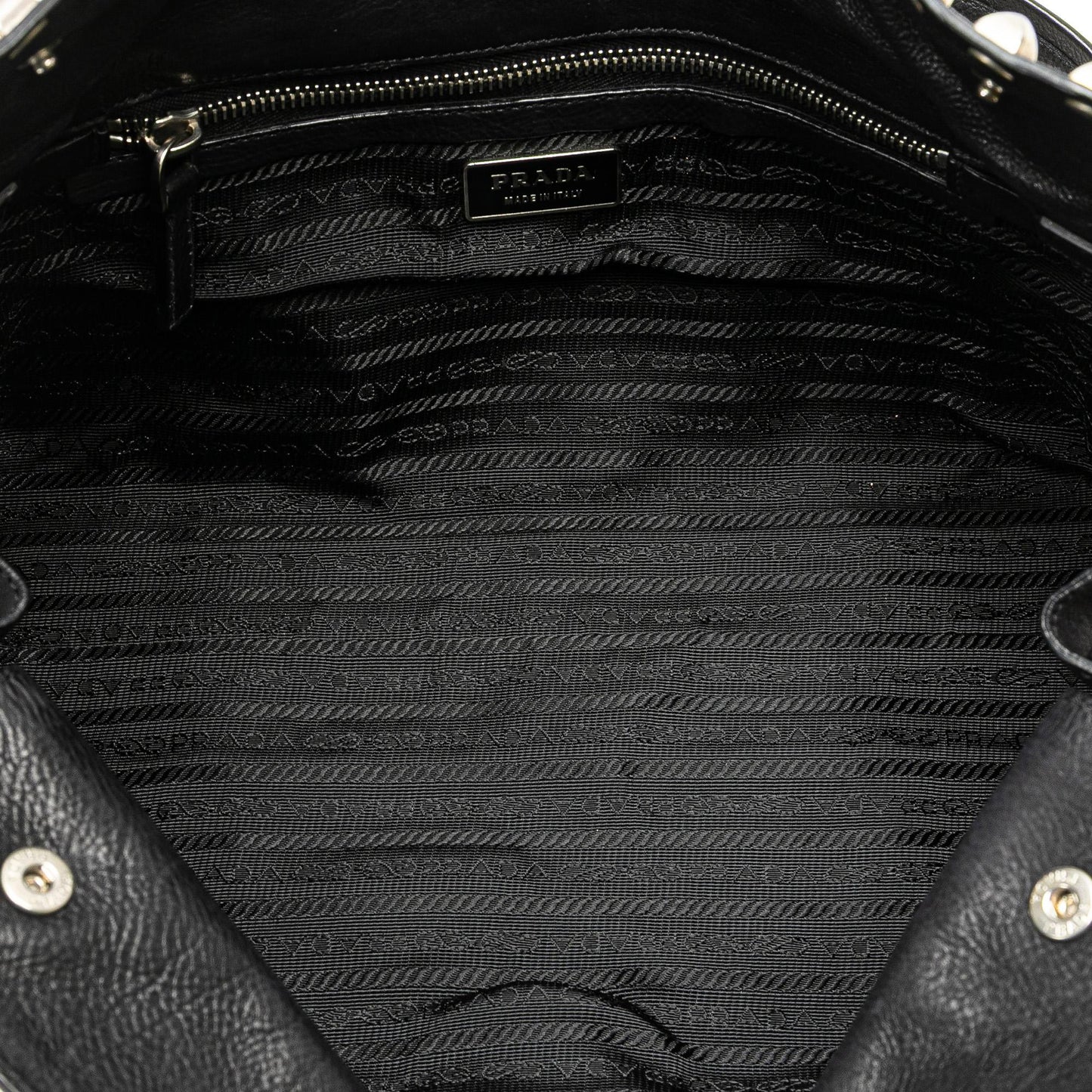Prada Leather Studded Easy Shoulder Bag
